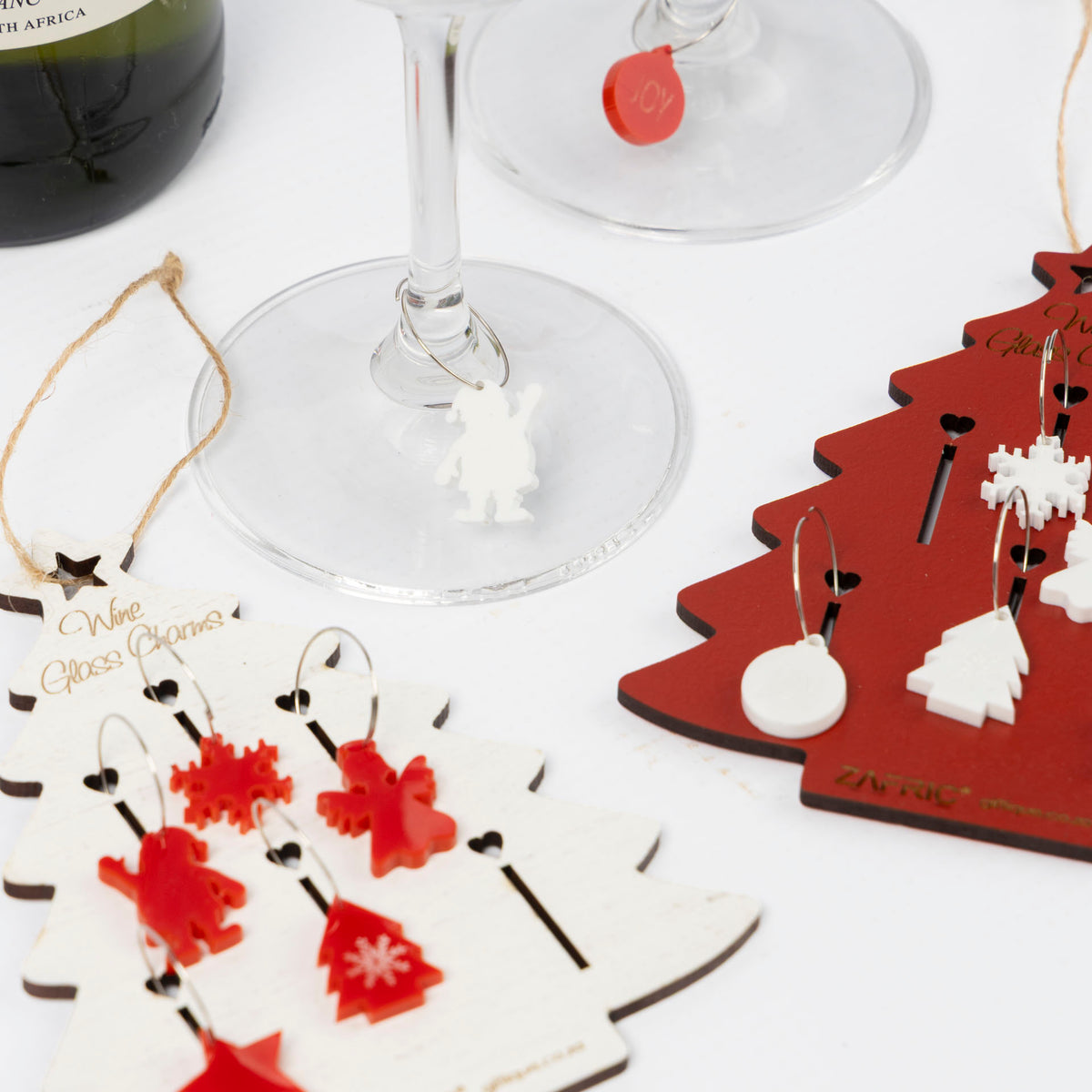 Christmas Tree Wine Glass Charm Gift Set (assorted colours)