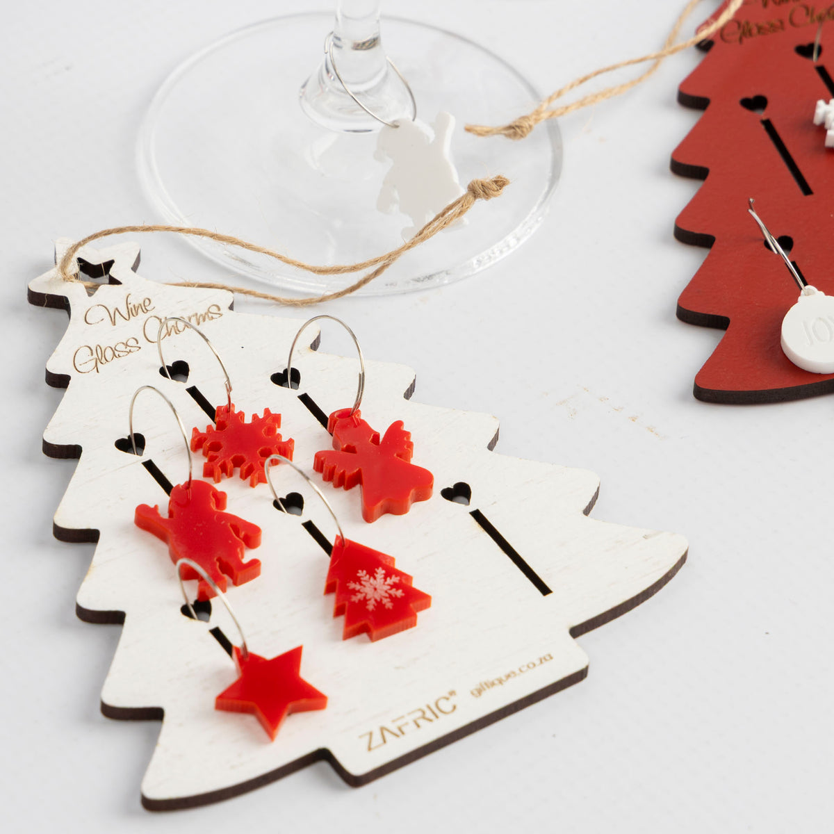 Christmas Tree Wine Glass Charm Gift Set (assorted colours)