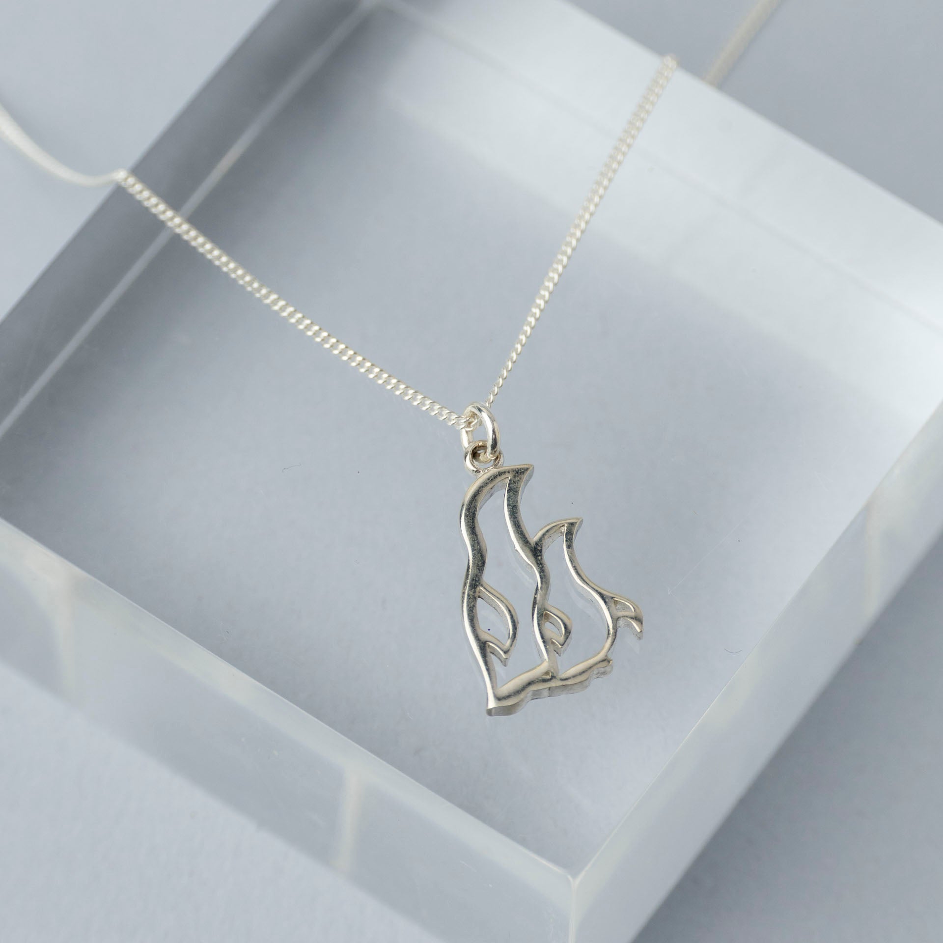 Sterling Silver Mom Baby Penguin Necklace (on Silk or Chain)