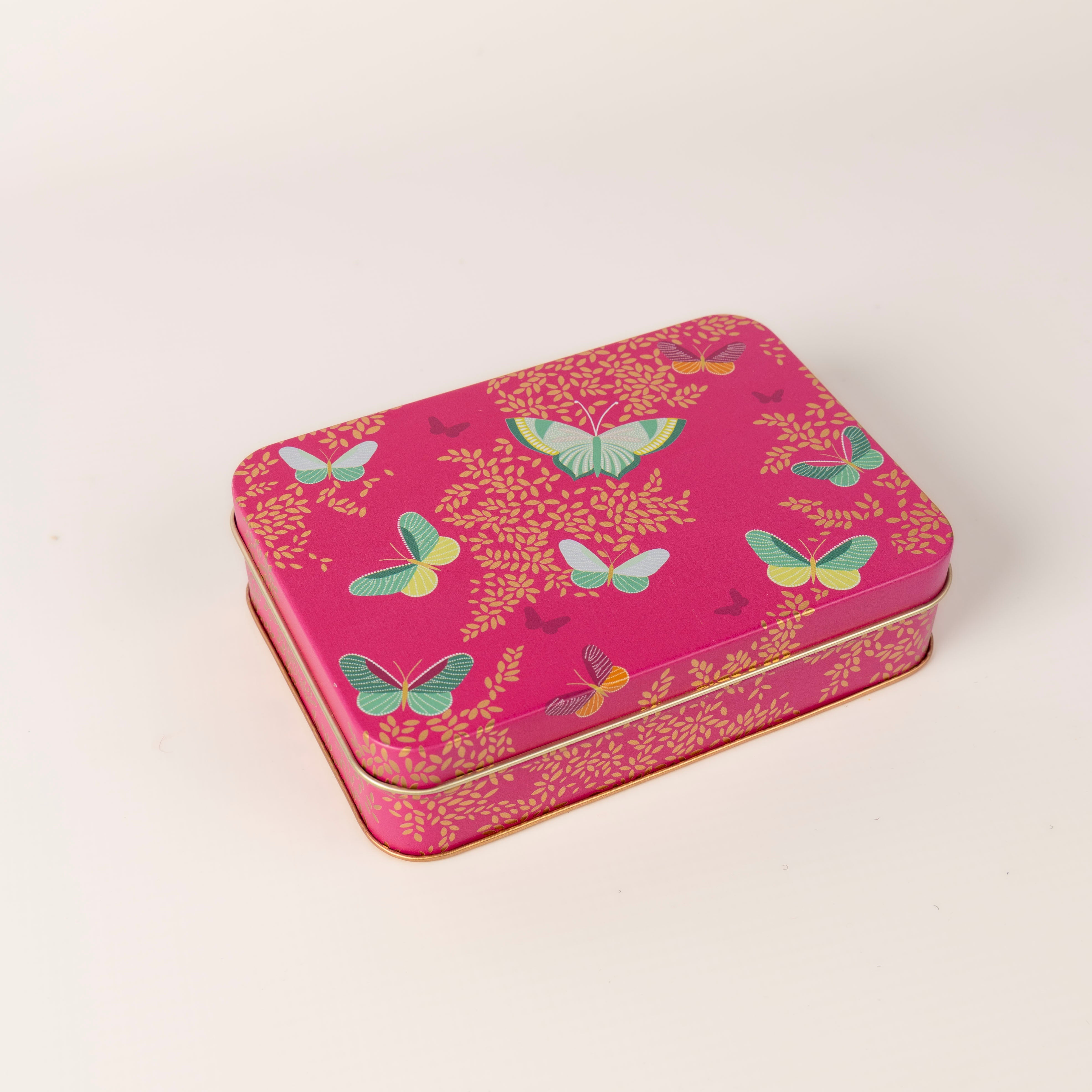 Small Storage Tin with Butterfly Design by Sarah Miller London