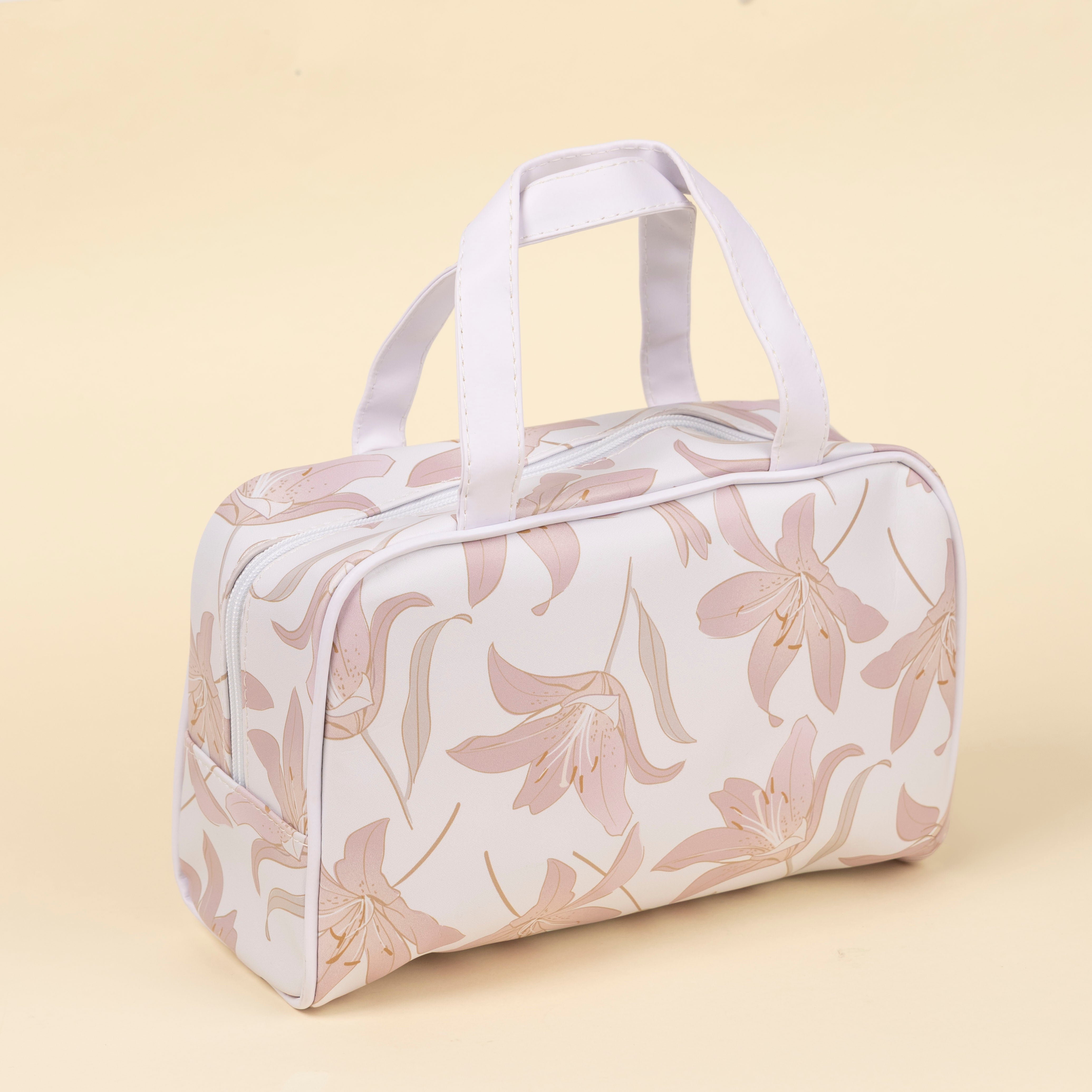 "Bloom with Grace" Pink Lily Toiletry Bag