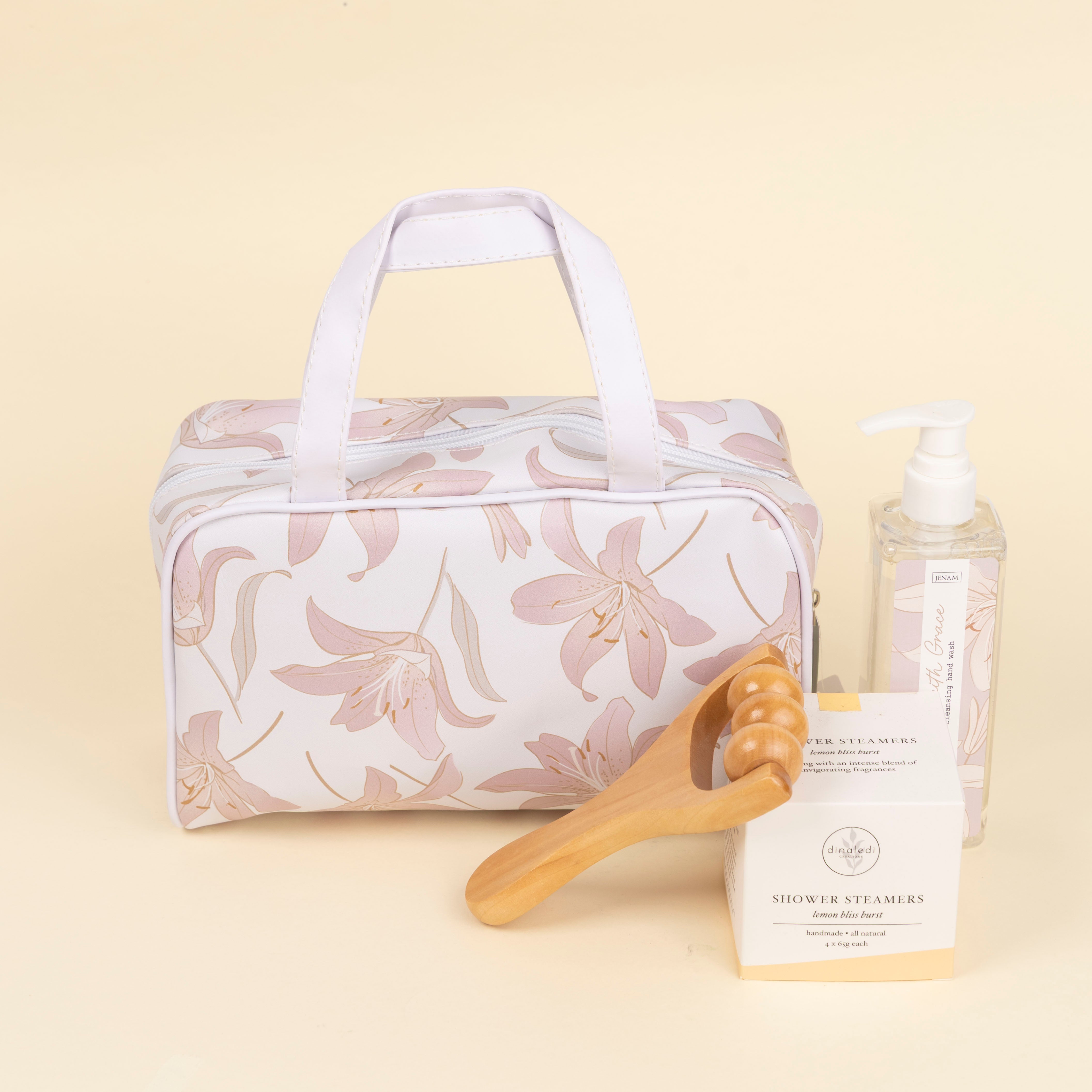 "Bloom with Grace" Pink Lily Toiletry Bag