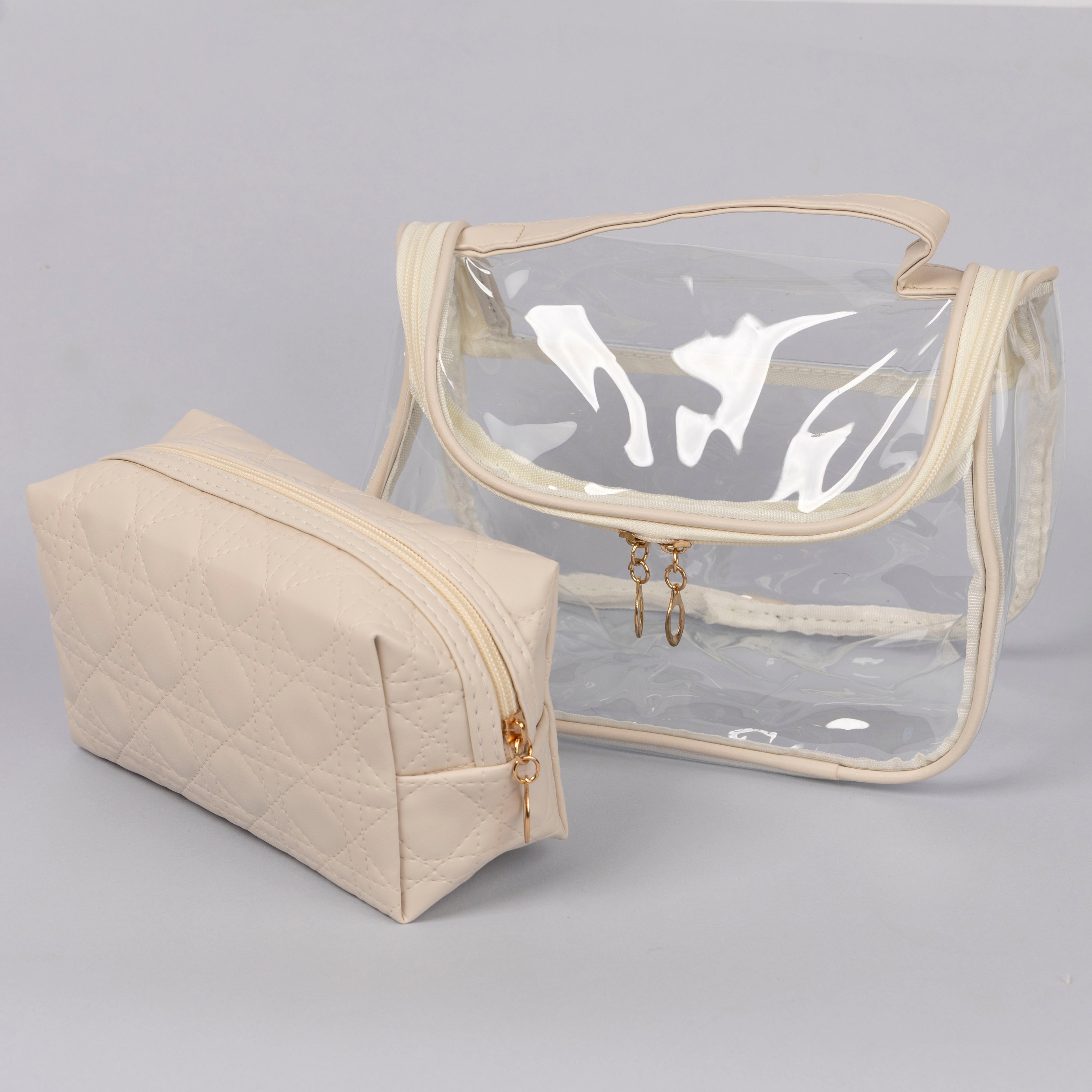 Taupe Two-Piece Vanity Bag Set