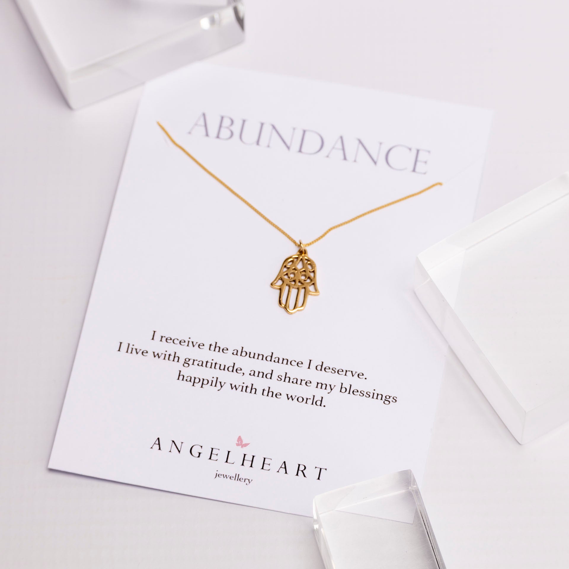 "Abundance" Gold-Dipped Hamsa Necklace