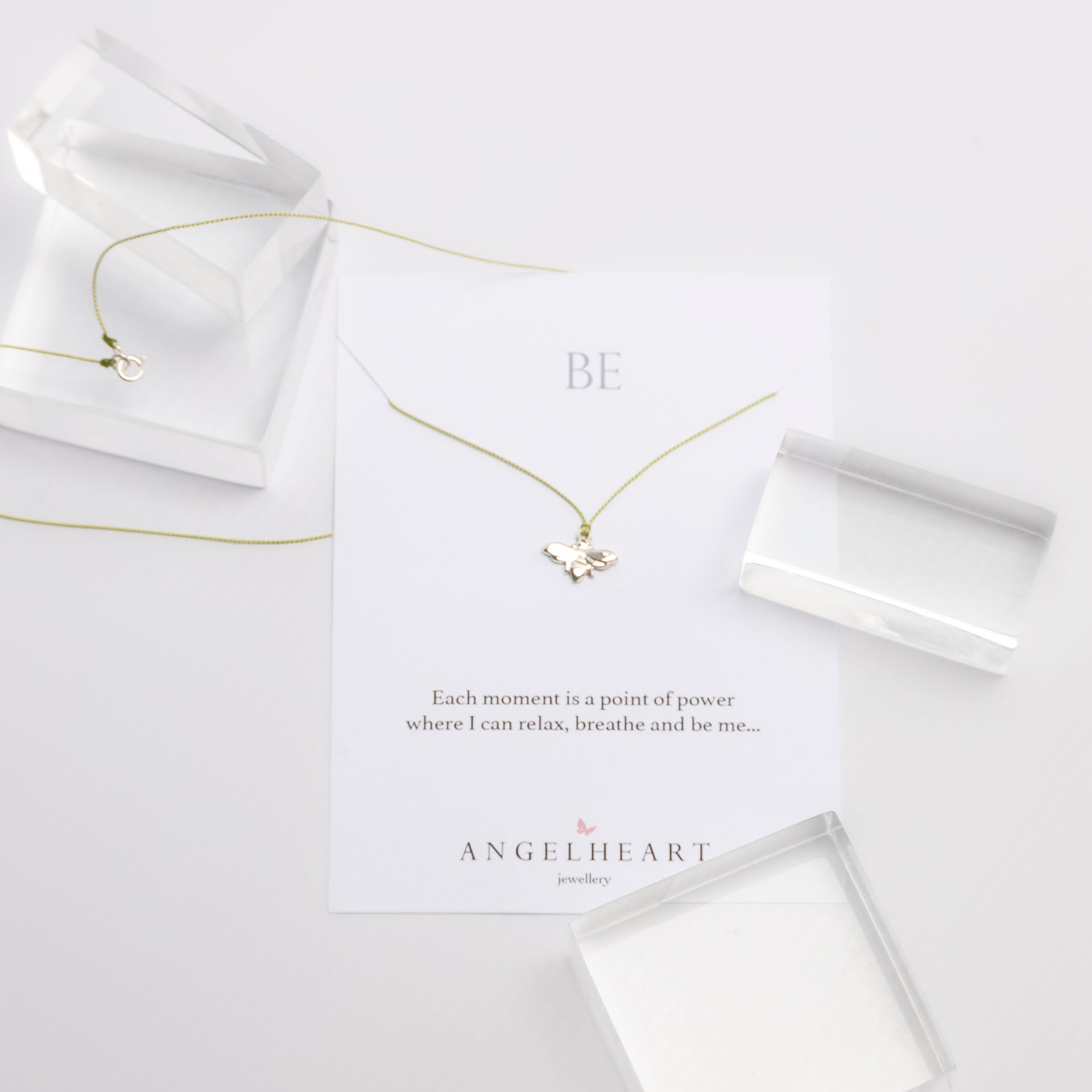 "Be" Bee Charm on Silk Cord Necklace