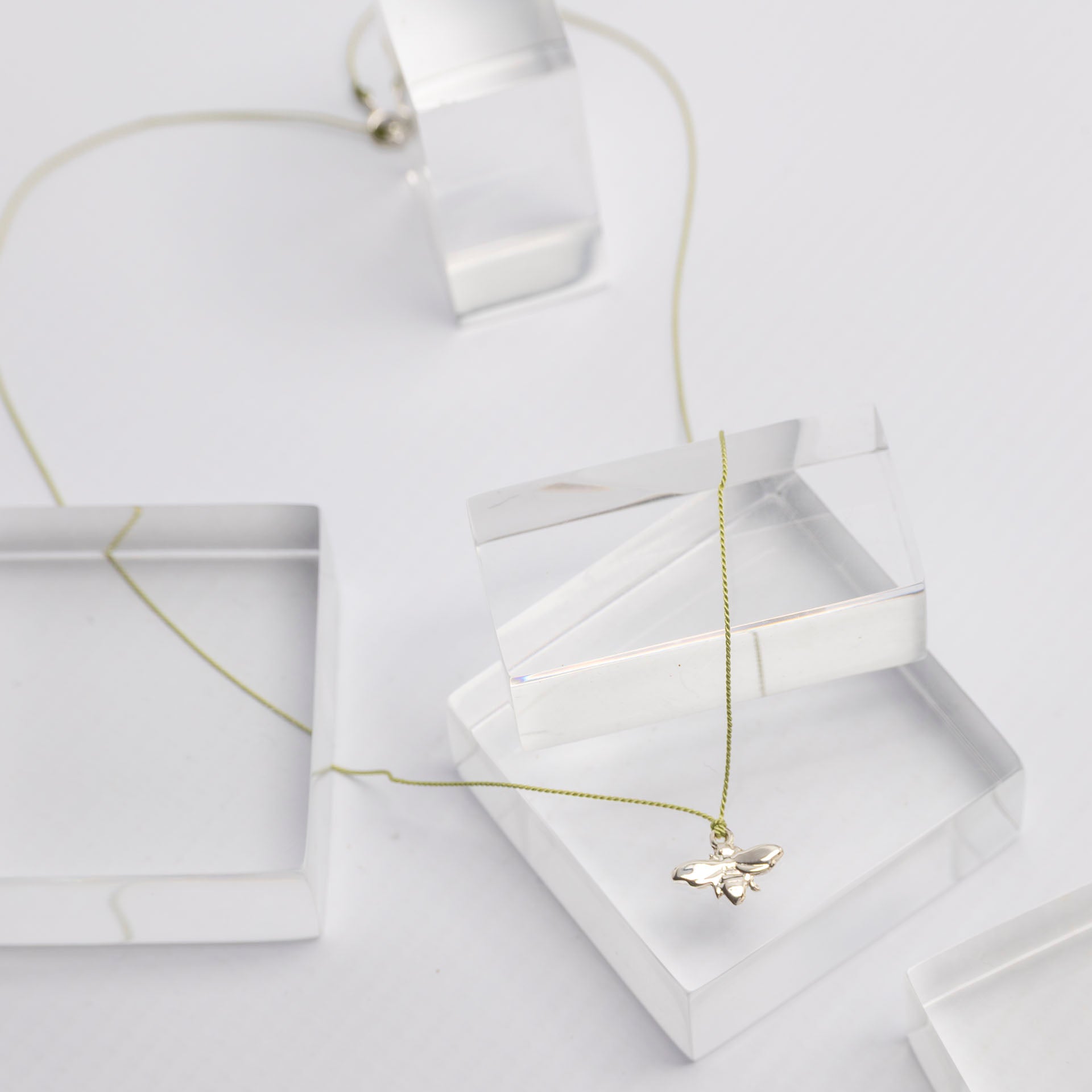 "Be" Bee Charm on Silk Cord Necklace