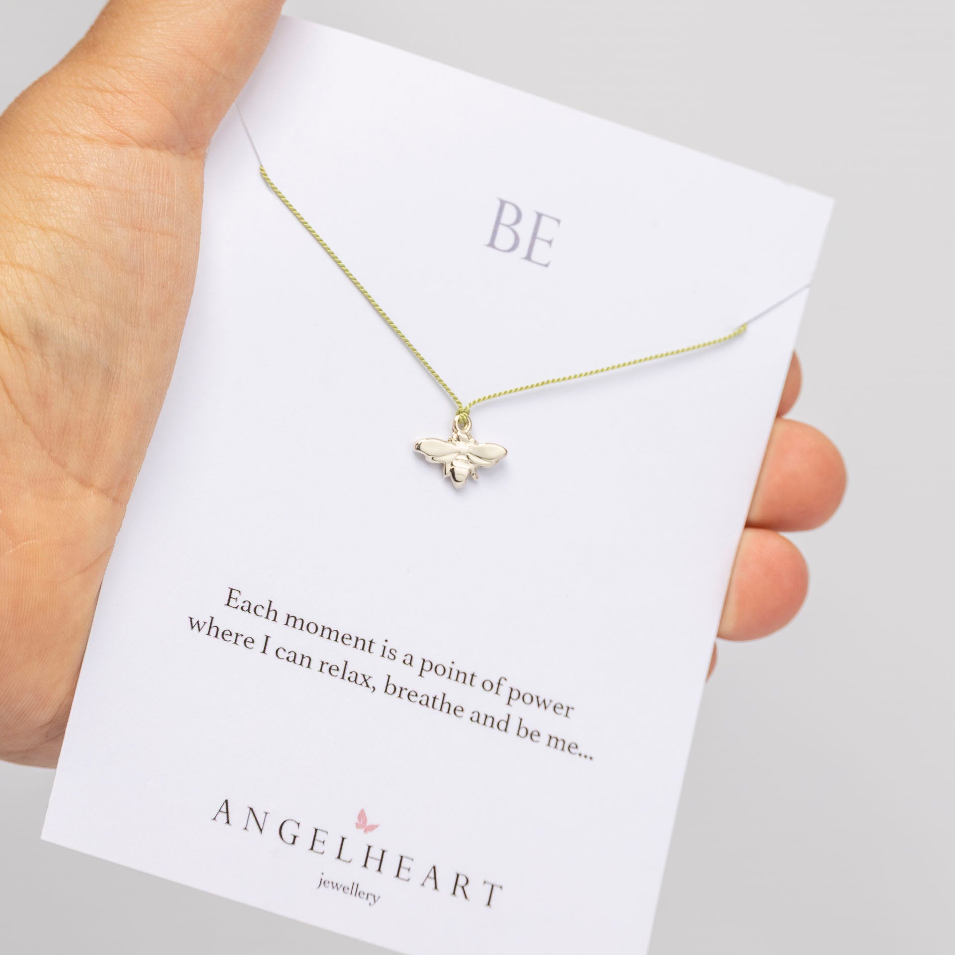 "Be" Bee Charm on Silk Cord Necklace