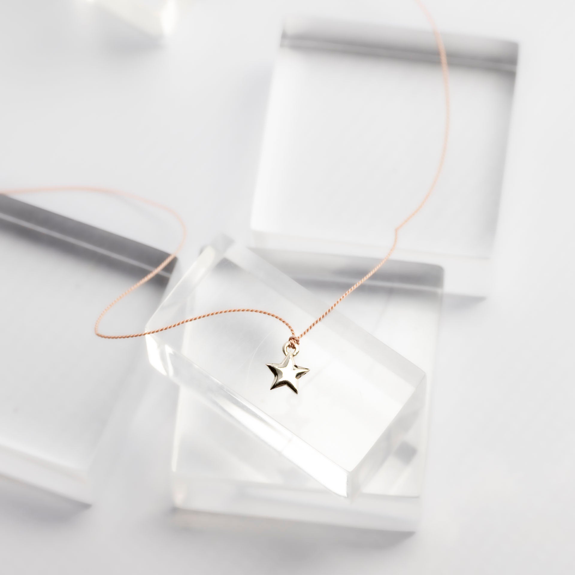 "Dream" Sterling Silver Star Charm on Silk Cord Necklace