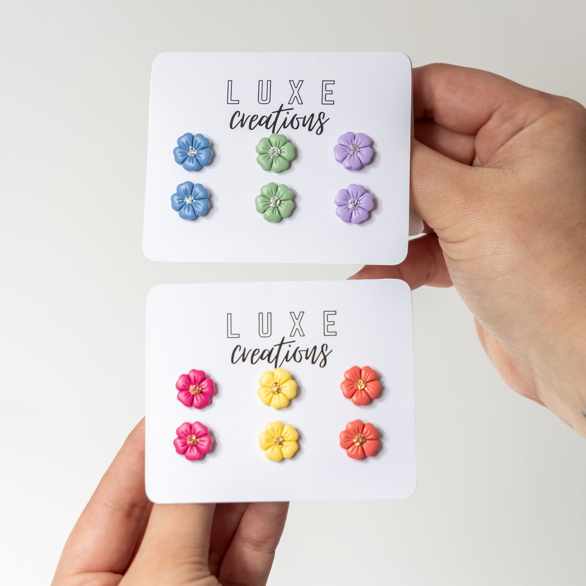 Floral Stud Earrings (pack of 3 - assorted colours)
