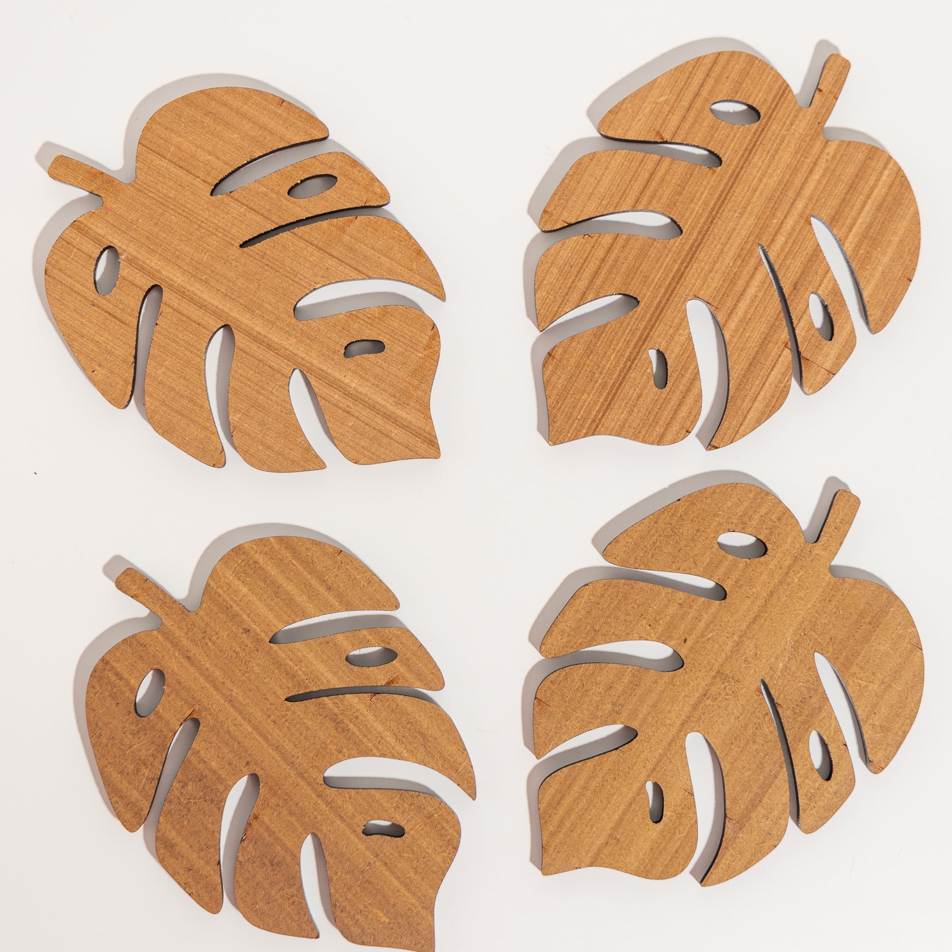 Monstera Leaf Wooden Coasters (Set of 4)