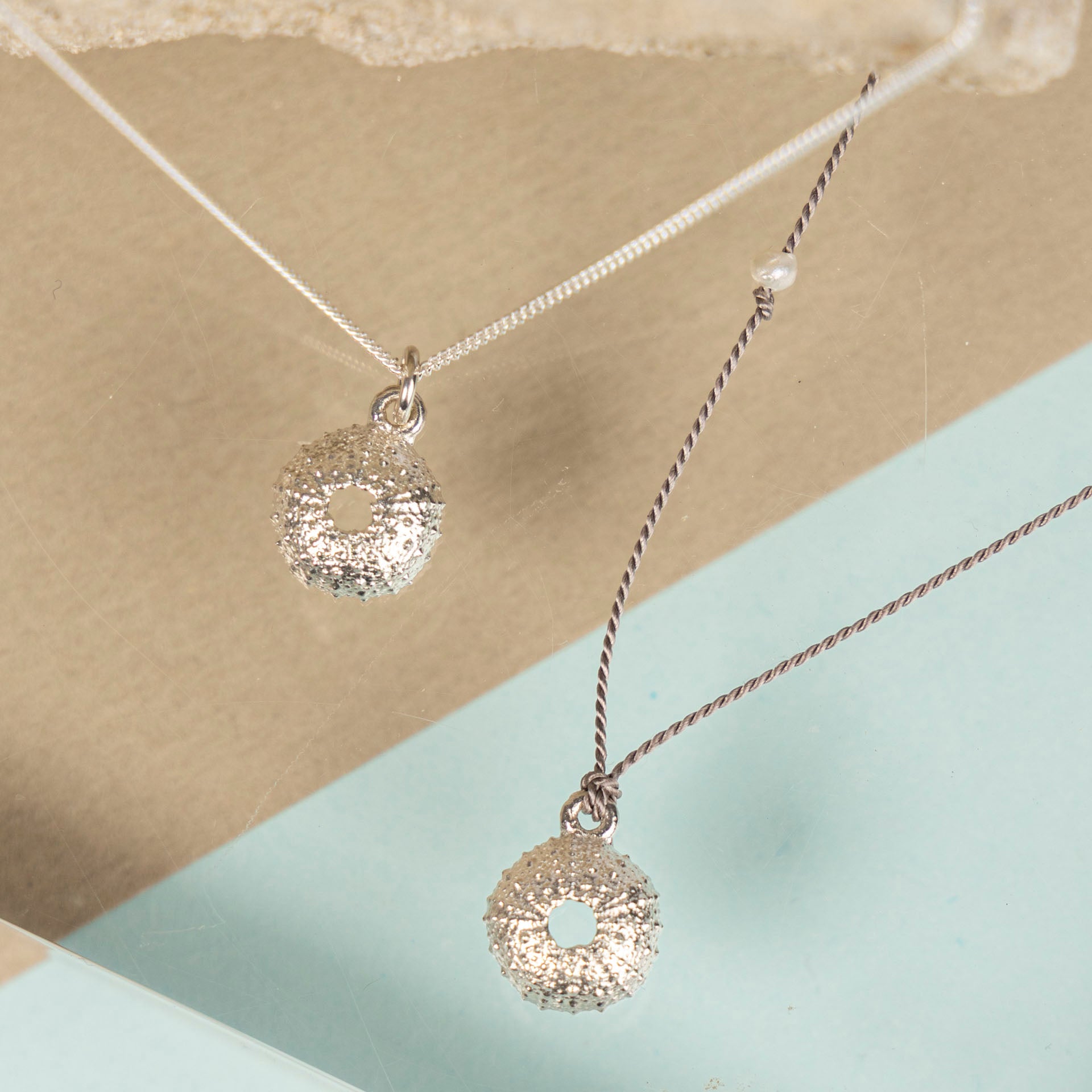 Sea Urchin Sterling Silver Necklace (on Silk or Chain)