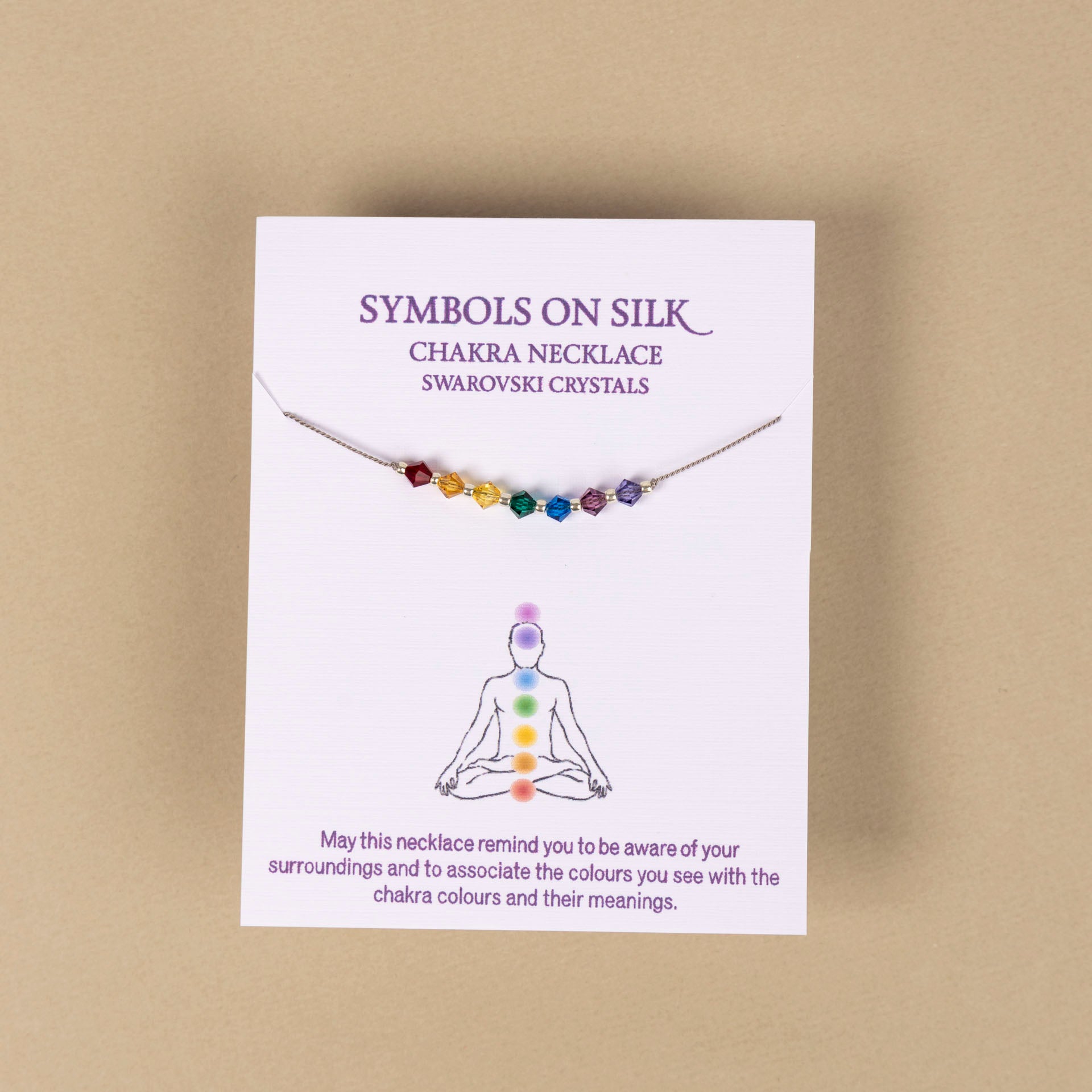Swarovski Crystal Chakra Necklace on Silk