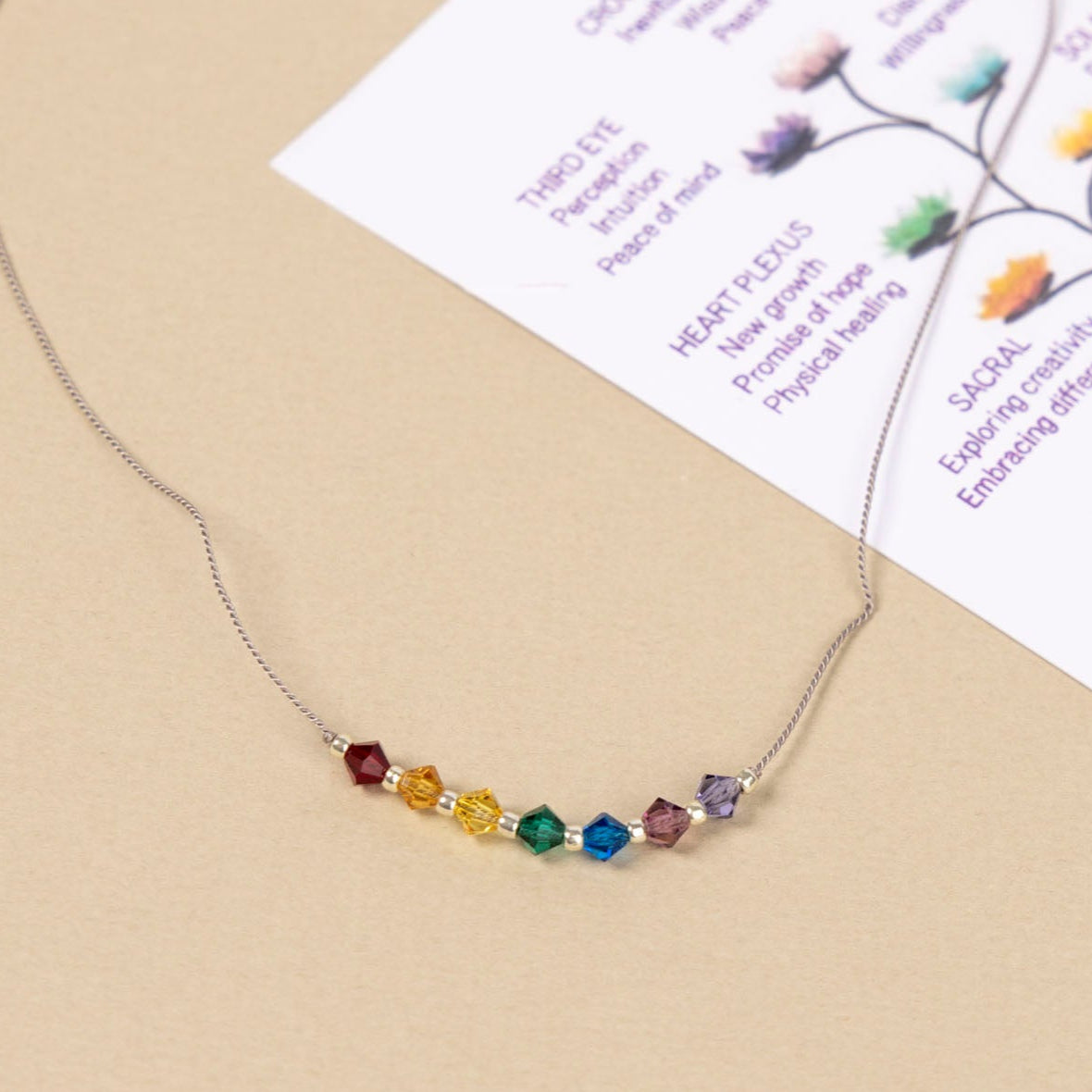 Swarovski Crystal Chakra Necklace on Silk
