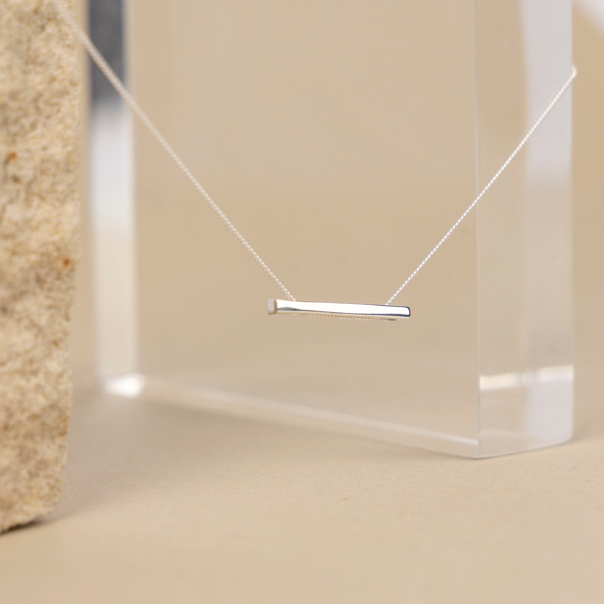 "Calm" Sterling Silver Bar Necklace