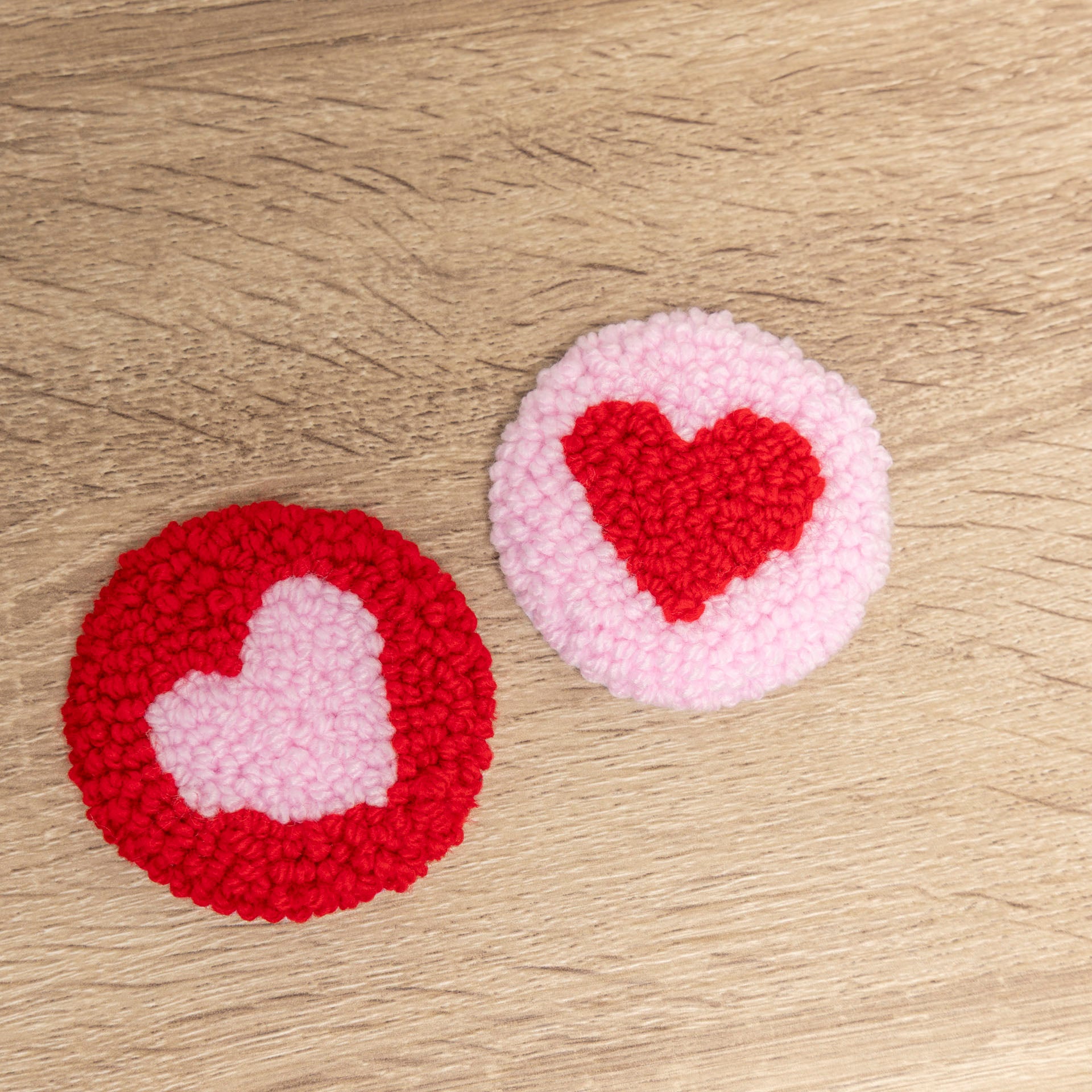 Punch-Needle Car Coasters (set of 2 – assorted styles)