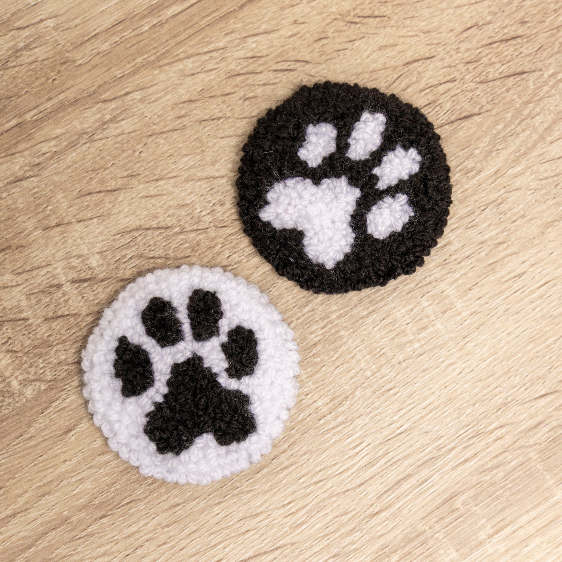 Punch-Needle Car Coasters (set of 2 – assorted styles)