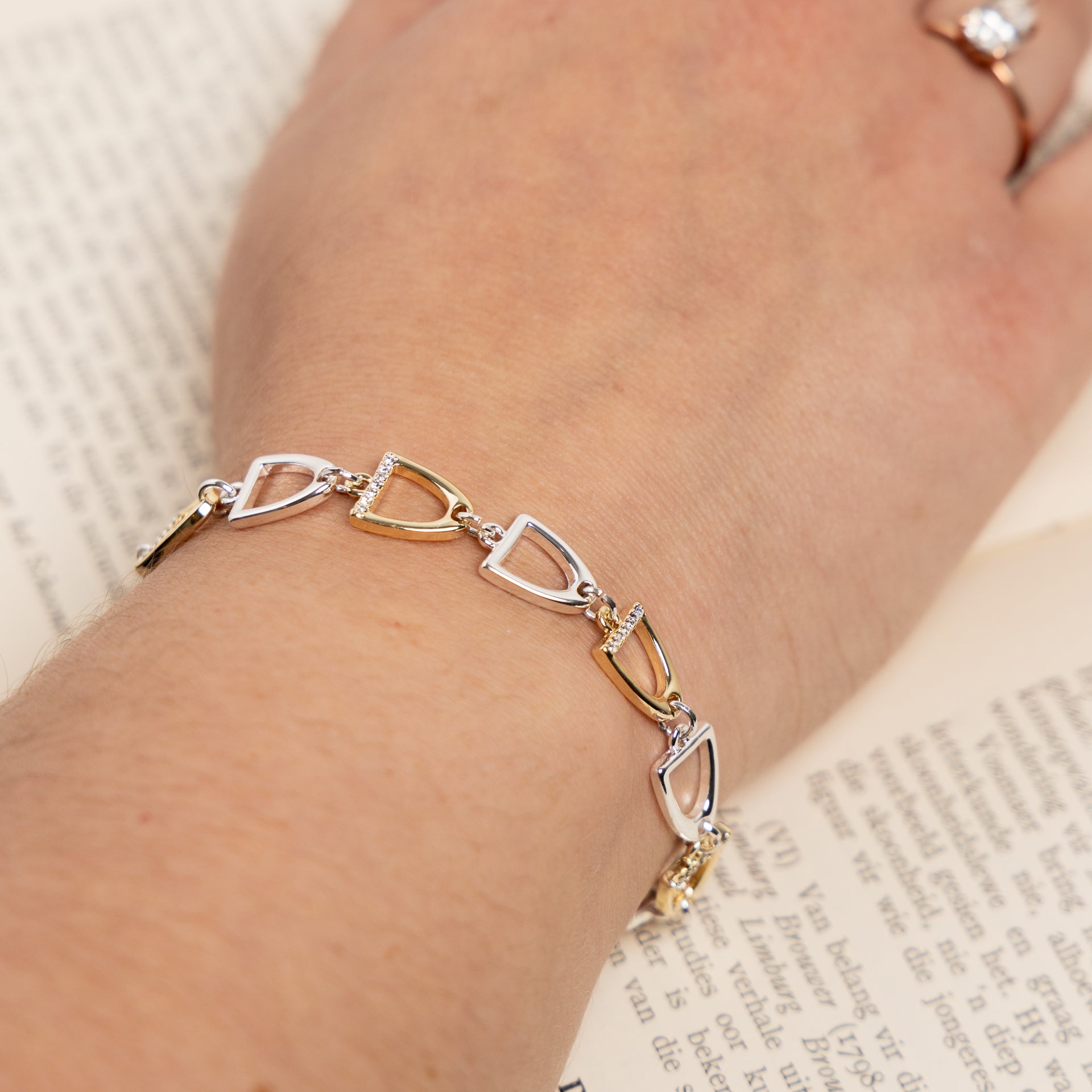Silver & Gold Equestrian Stirrups Bracelet