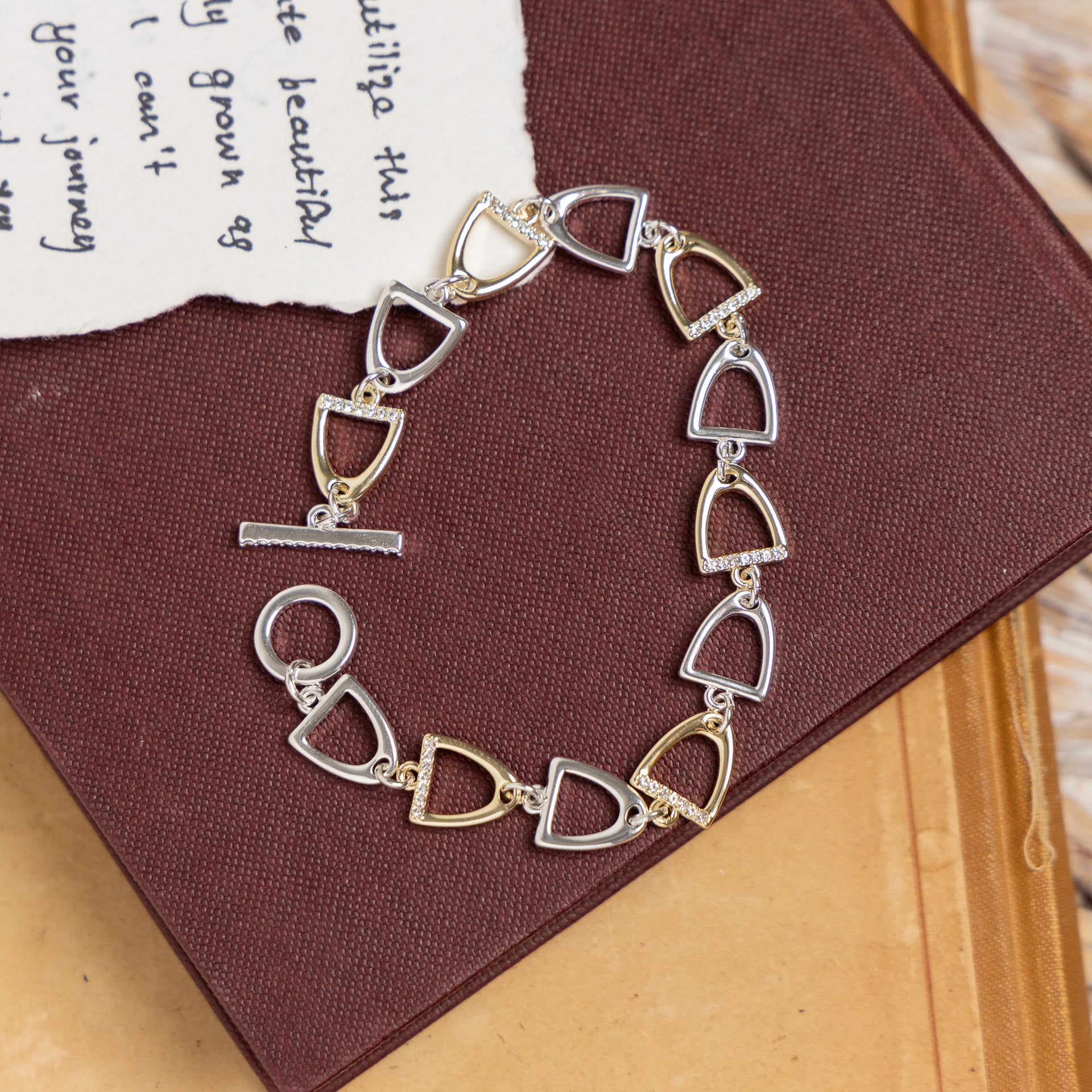 Silver & Gold Equestrian Stirrups Bracelet