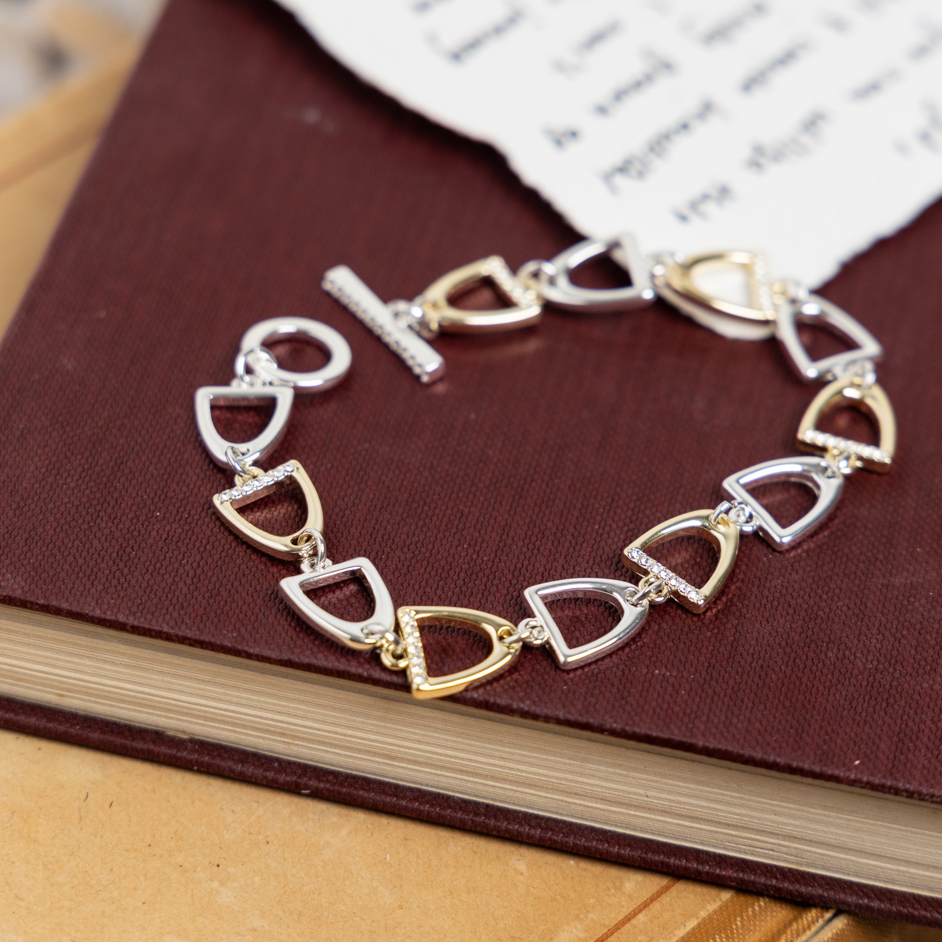 Silver & Gold Equestrian Stirrups Bracelet