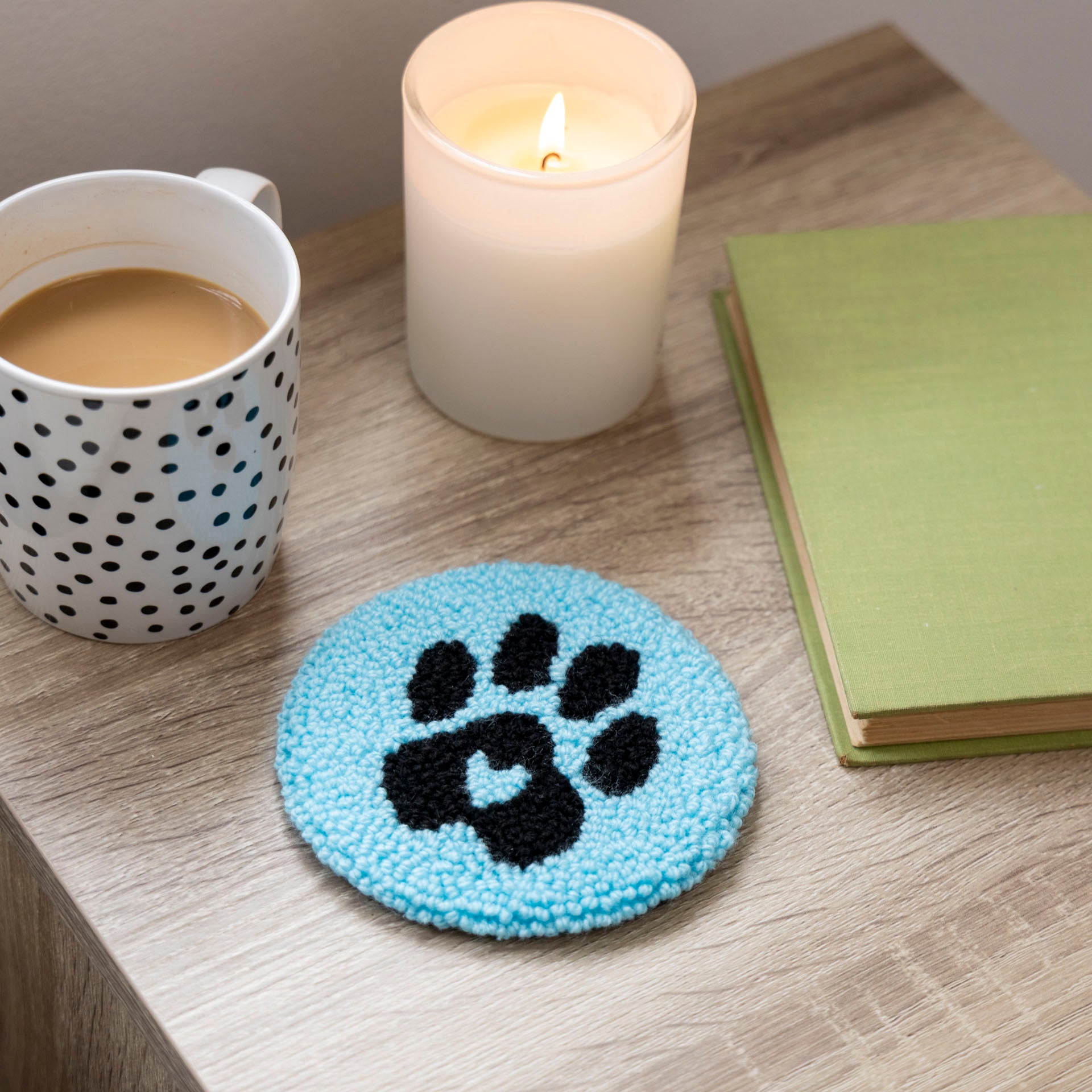 Paw Print Mug Rug (Blue or Pink)