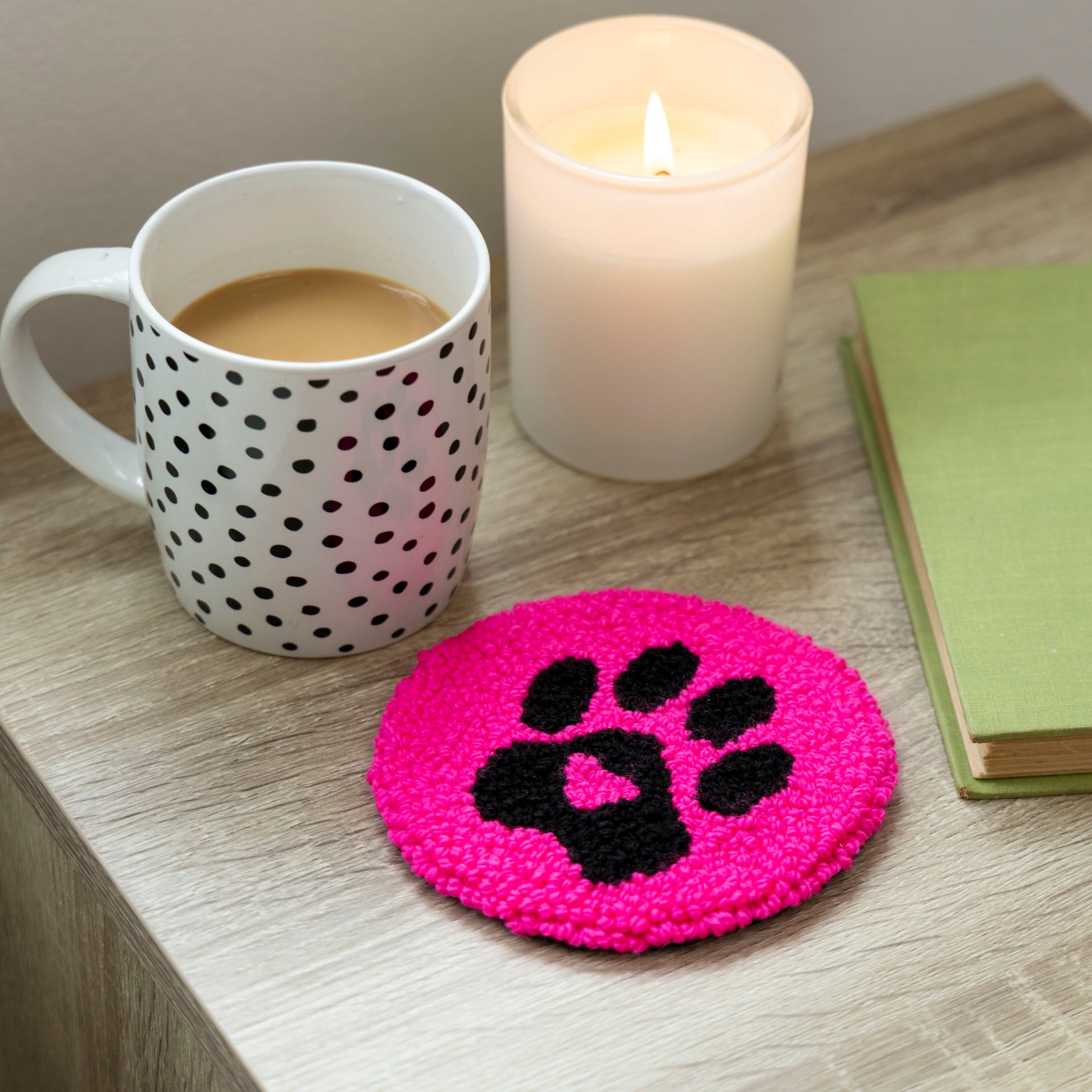 Paw Print Mug Rug (Blue or Pink)