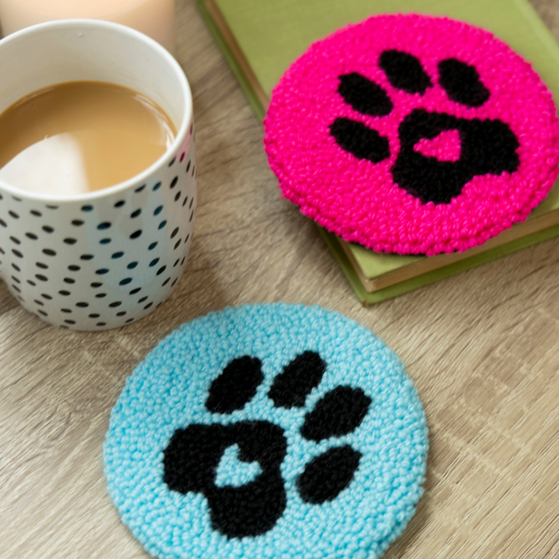 Paw Print Mug Rug (Blue or Pink)