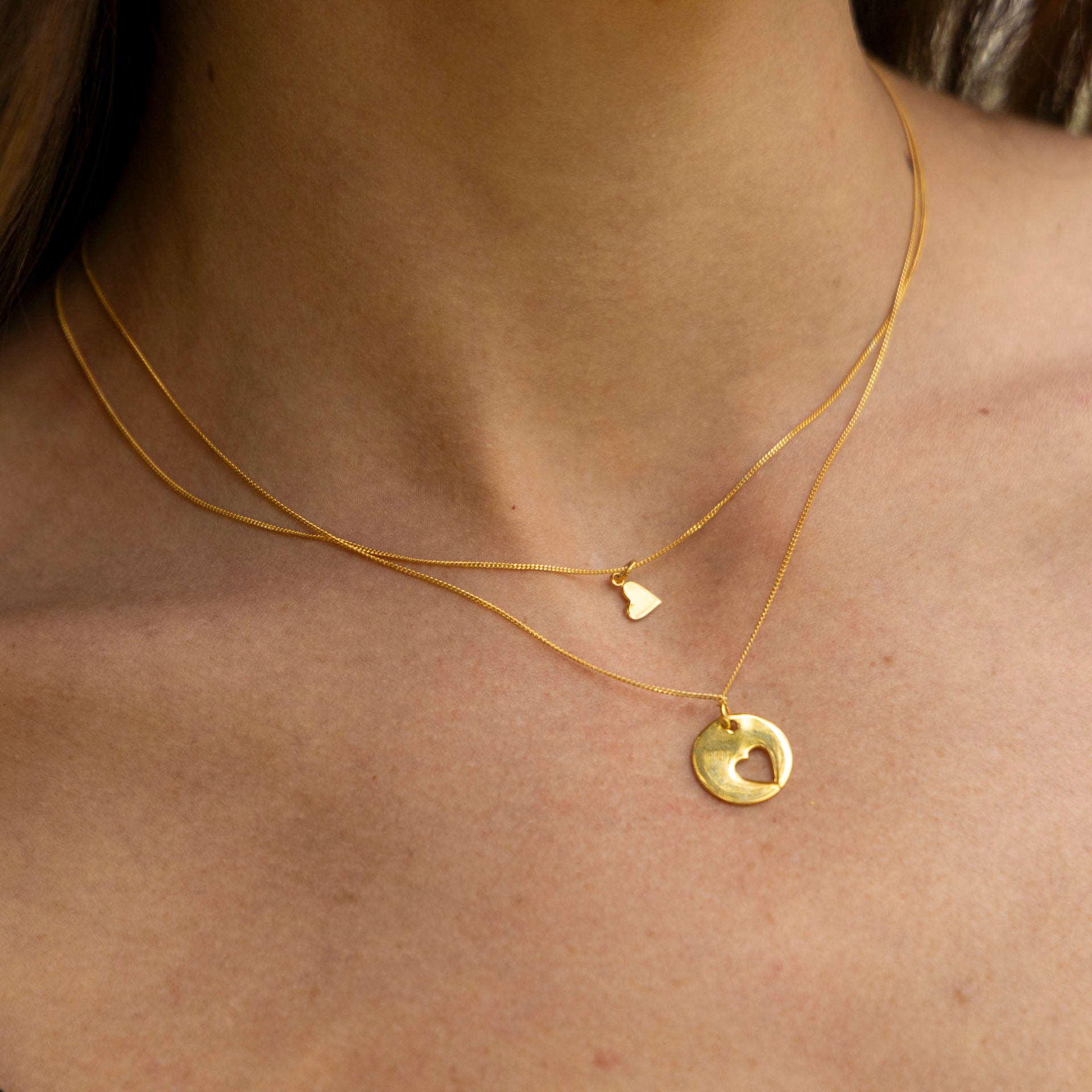 Mother and Daughter Heart Necklace Set (Sterling Silver or Gold Dipped)