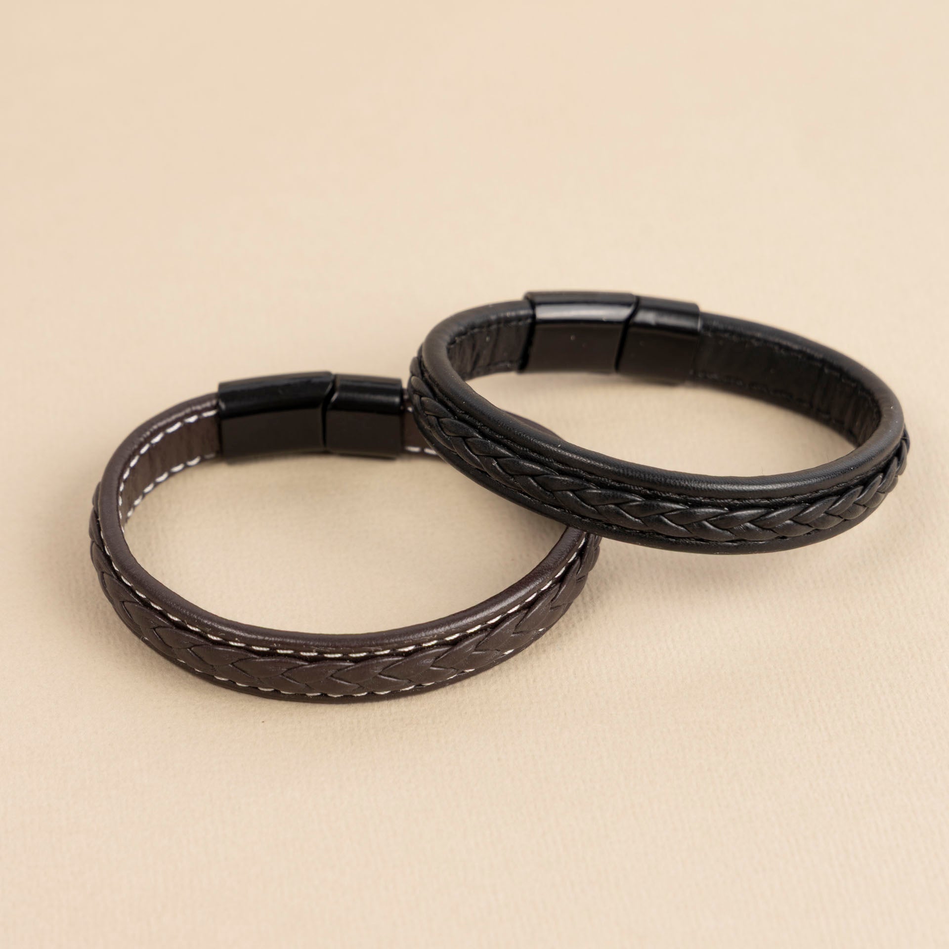 Men's Braided PU Leather Bracelet (Black or Brown)