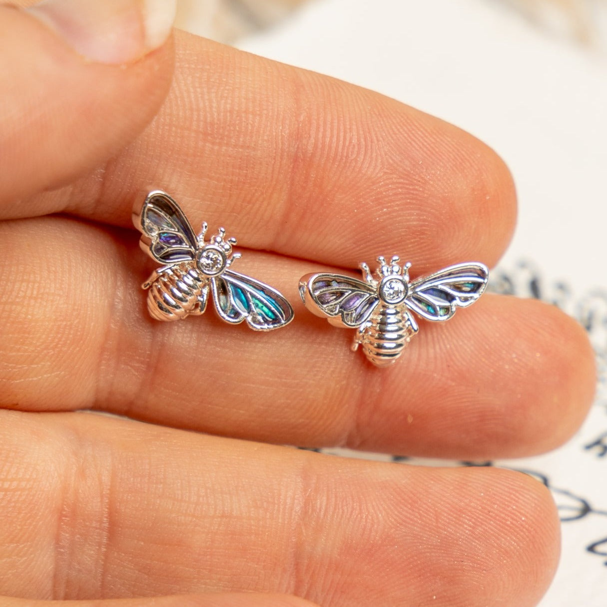 Pāua Shell Bee Earrings