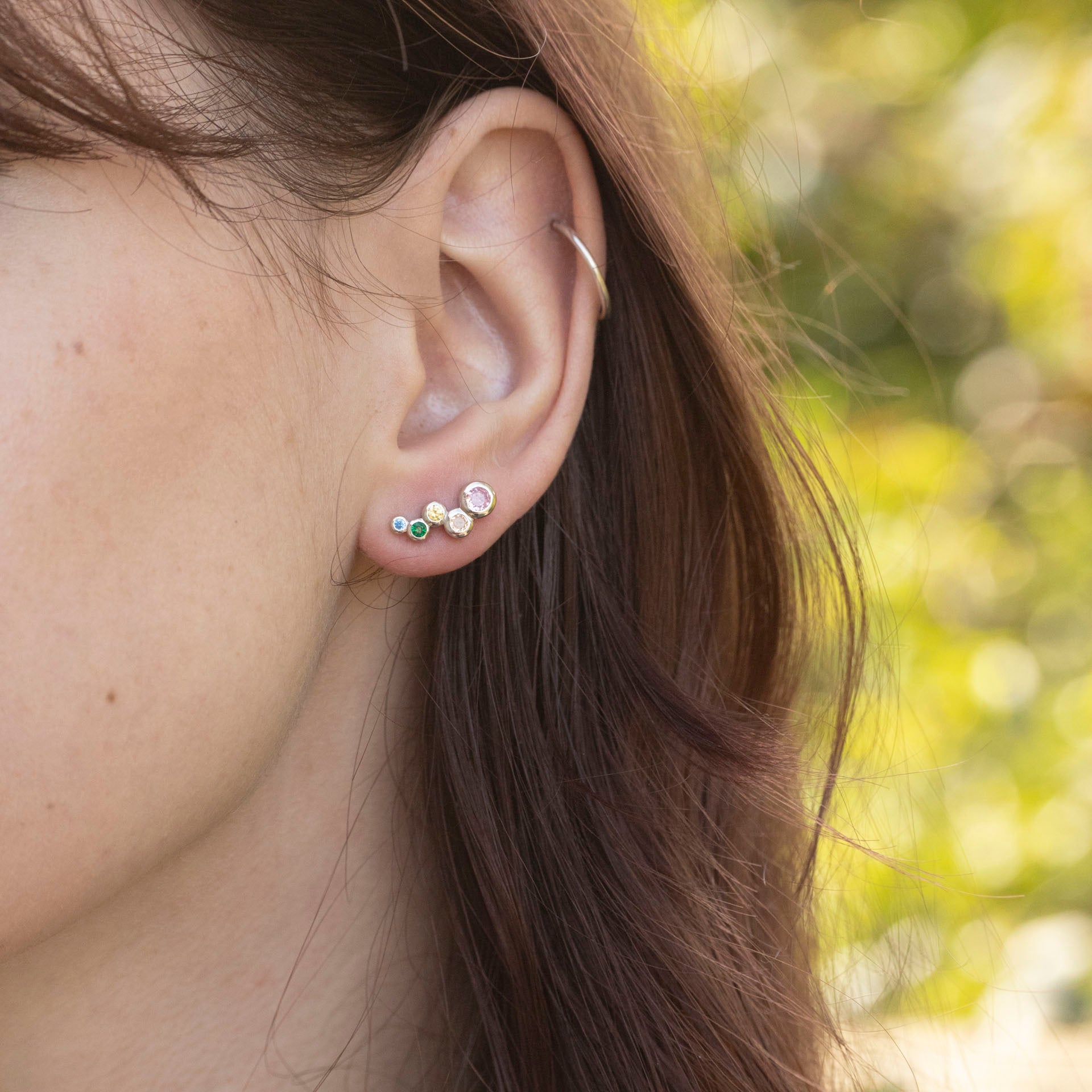 Sterling Silver Candy Cluster Stud Earrings