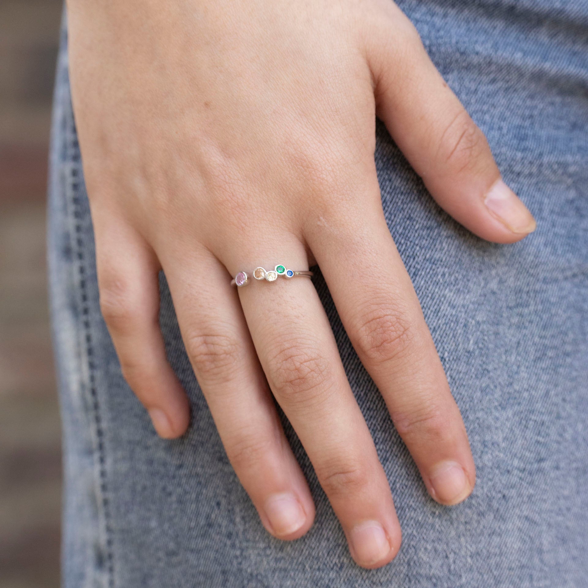 Sterling Silver Candy Cluster Adjustable Ring