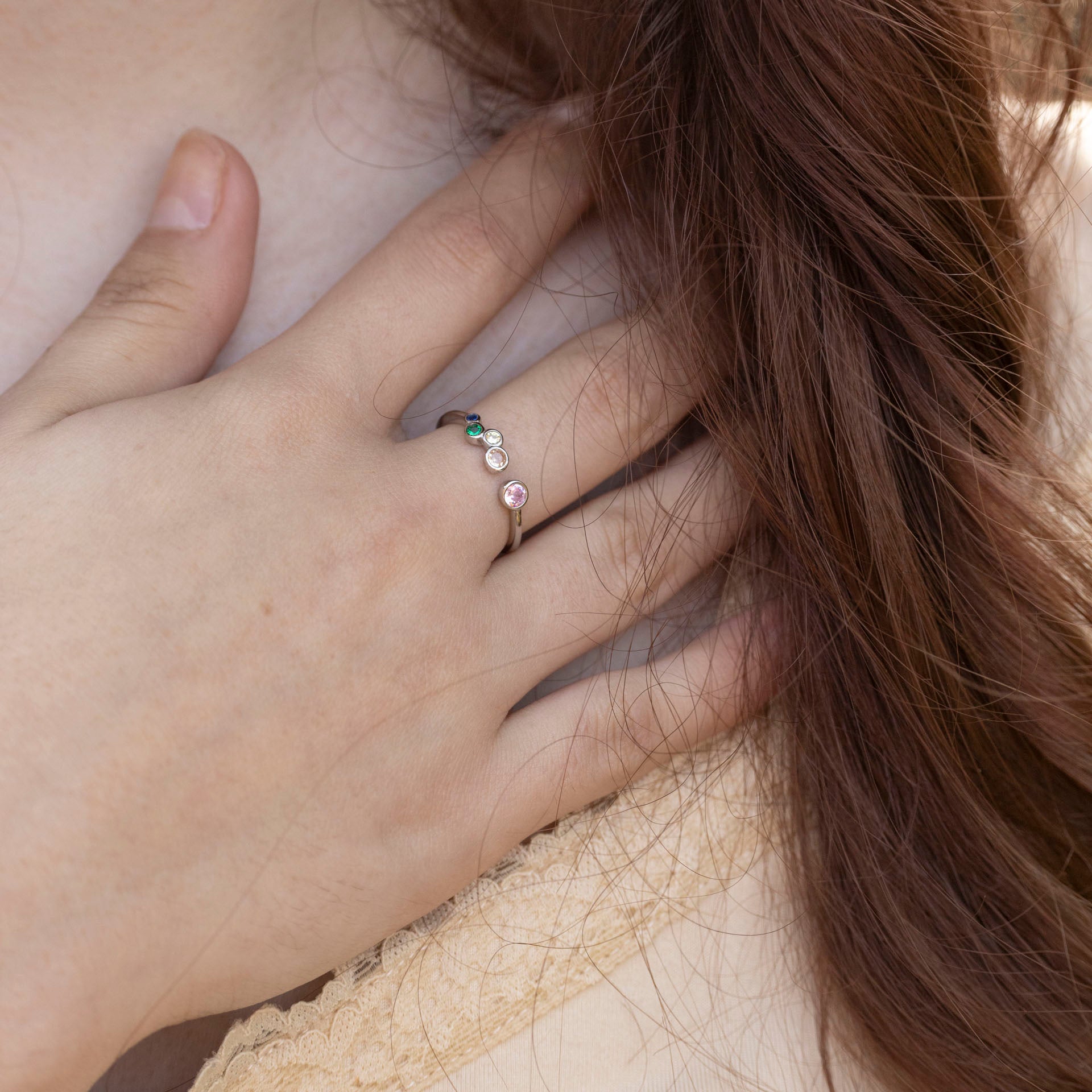 Sterling Silver Candy Cluster Adjustable Ring