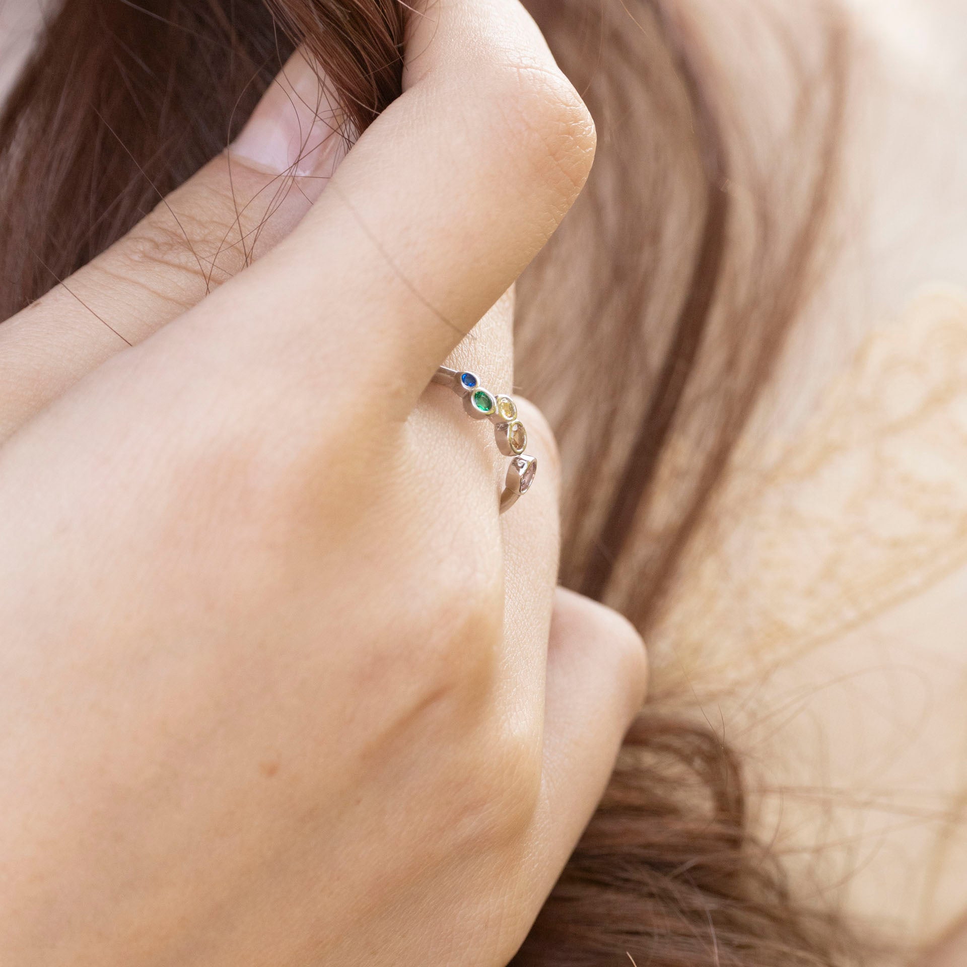 Sterling Silver Candy Cluster Adjustable Ring