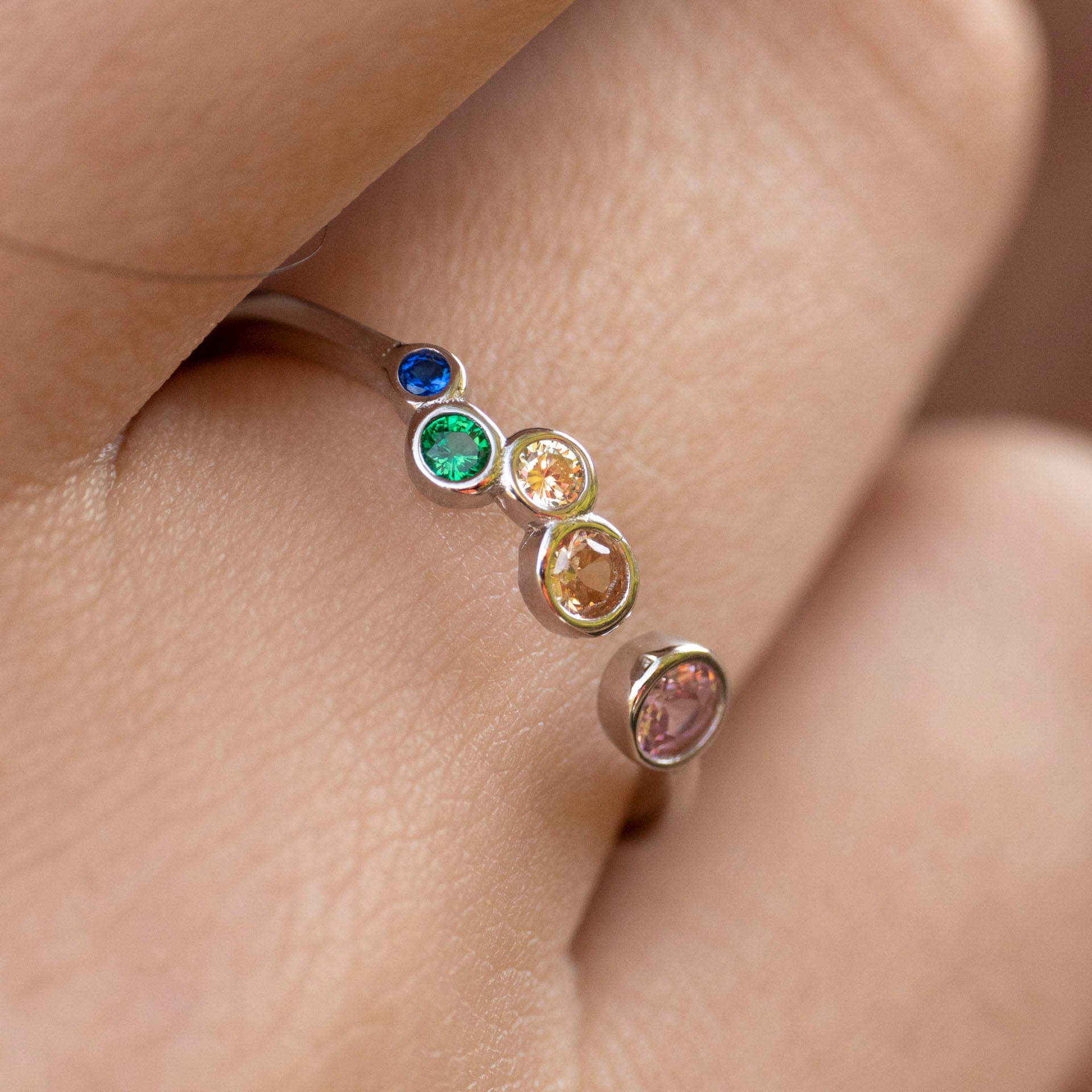 Sterling Silver Candy Cluster Adjustable Ring