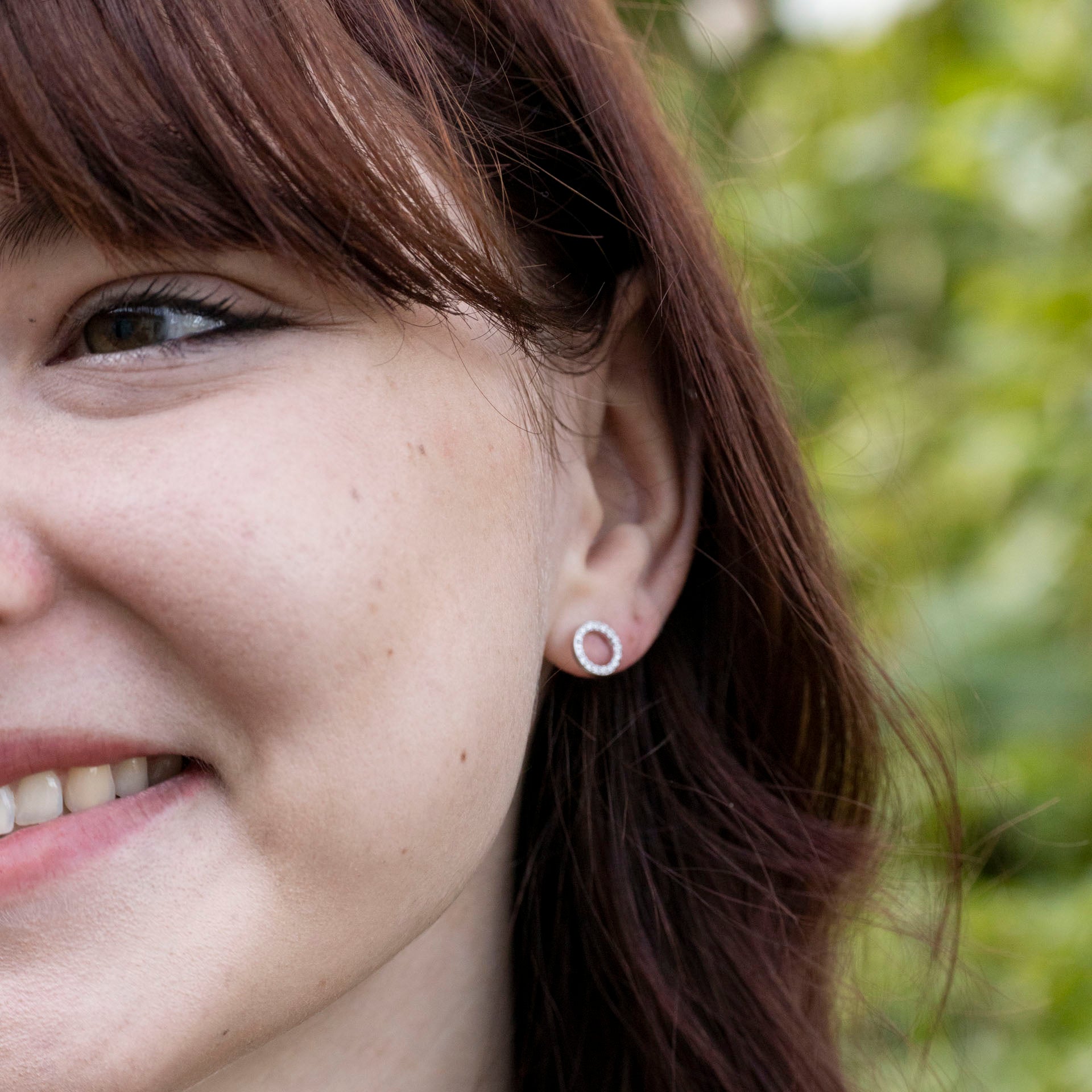 Sterling Silver and Cubic Zirconia Circle Studs