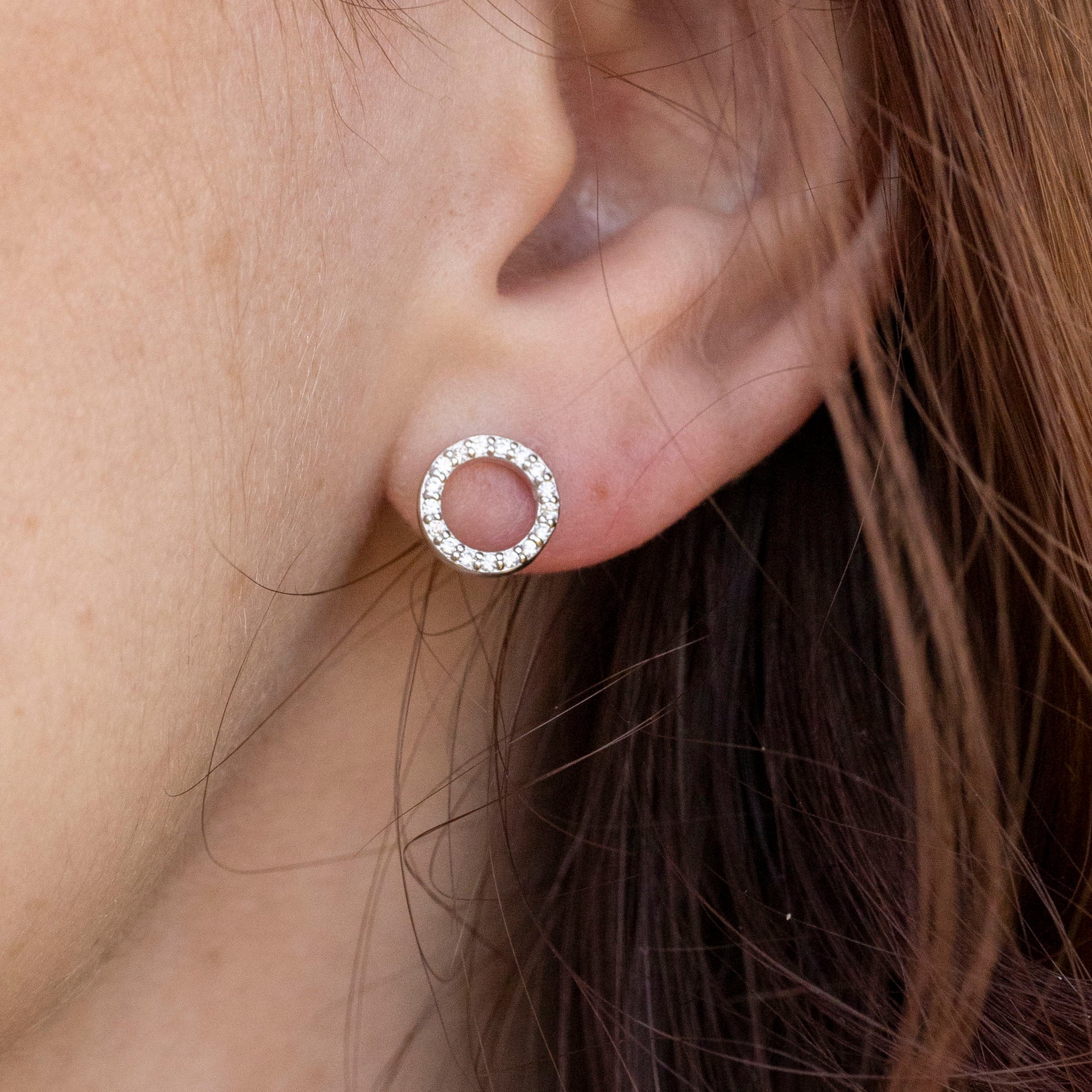 Sterling Silver and Cubic Zirconia Circle Studs