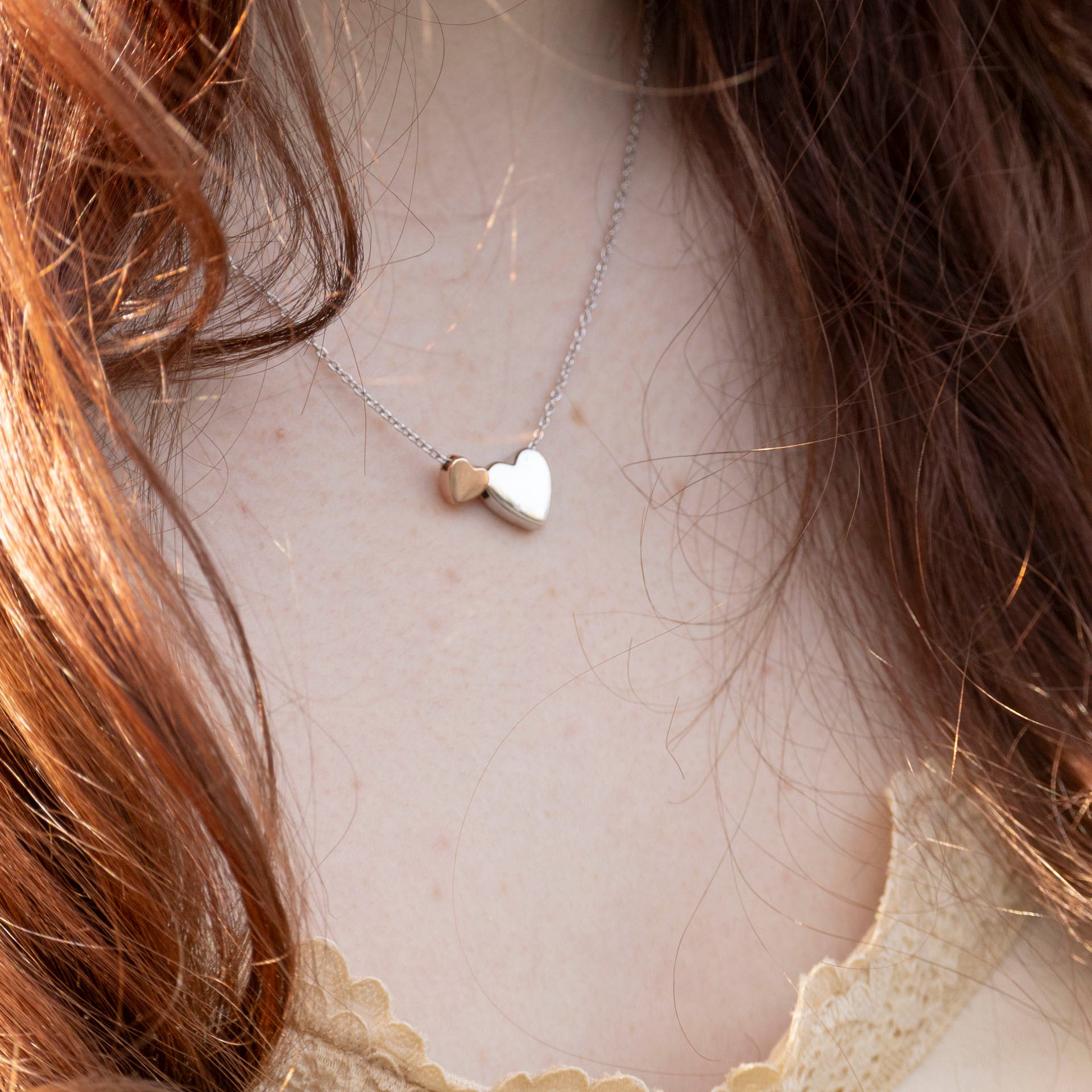 Sterling Silver Mommy-to-Be Two Heart Necklace