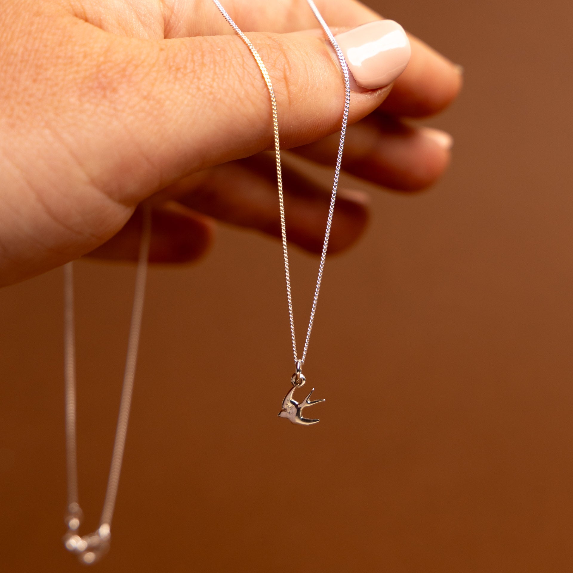 Sterling Silver Dainty Swallow Necklace