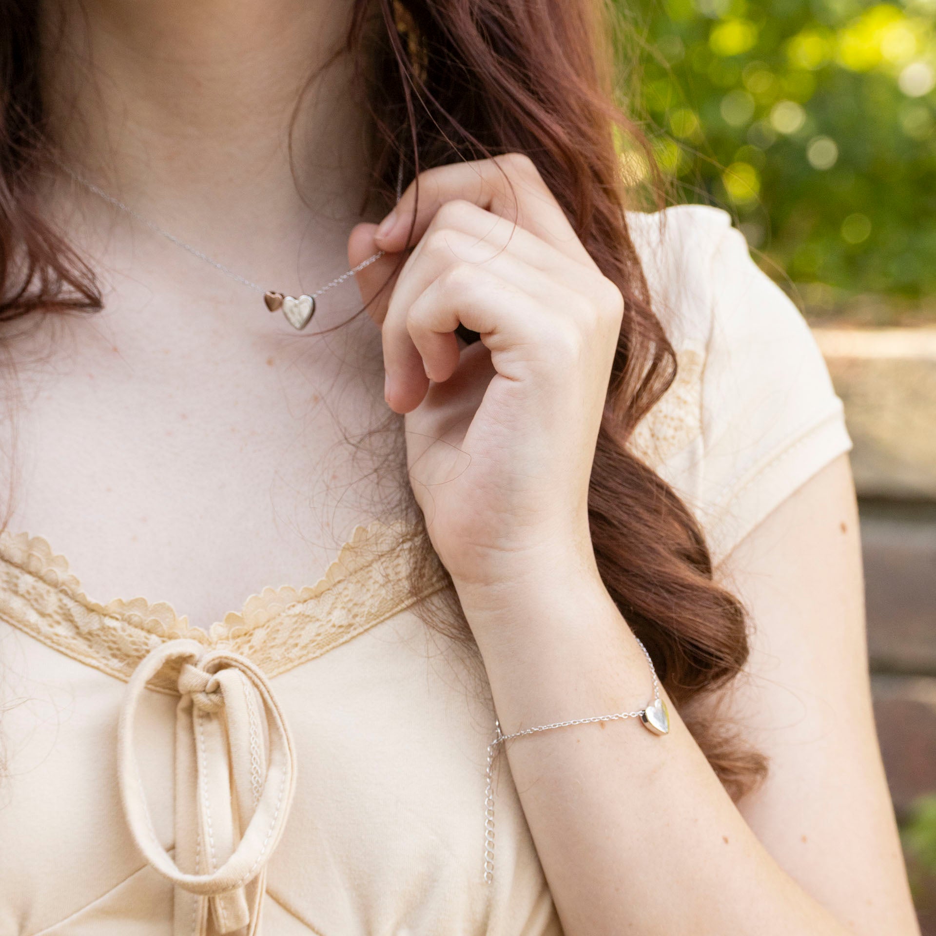 Sterling Silver Mommy-to-Be Two Heart Necklace