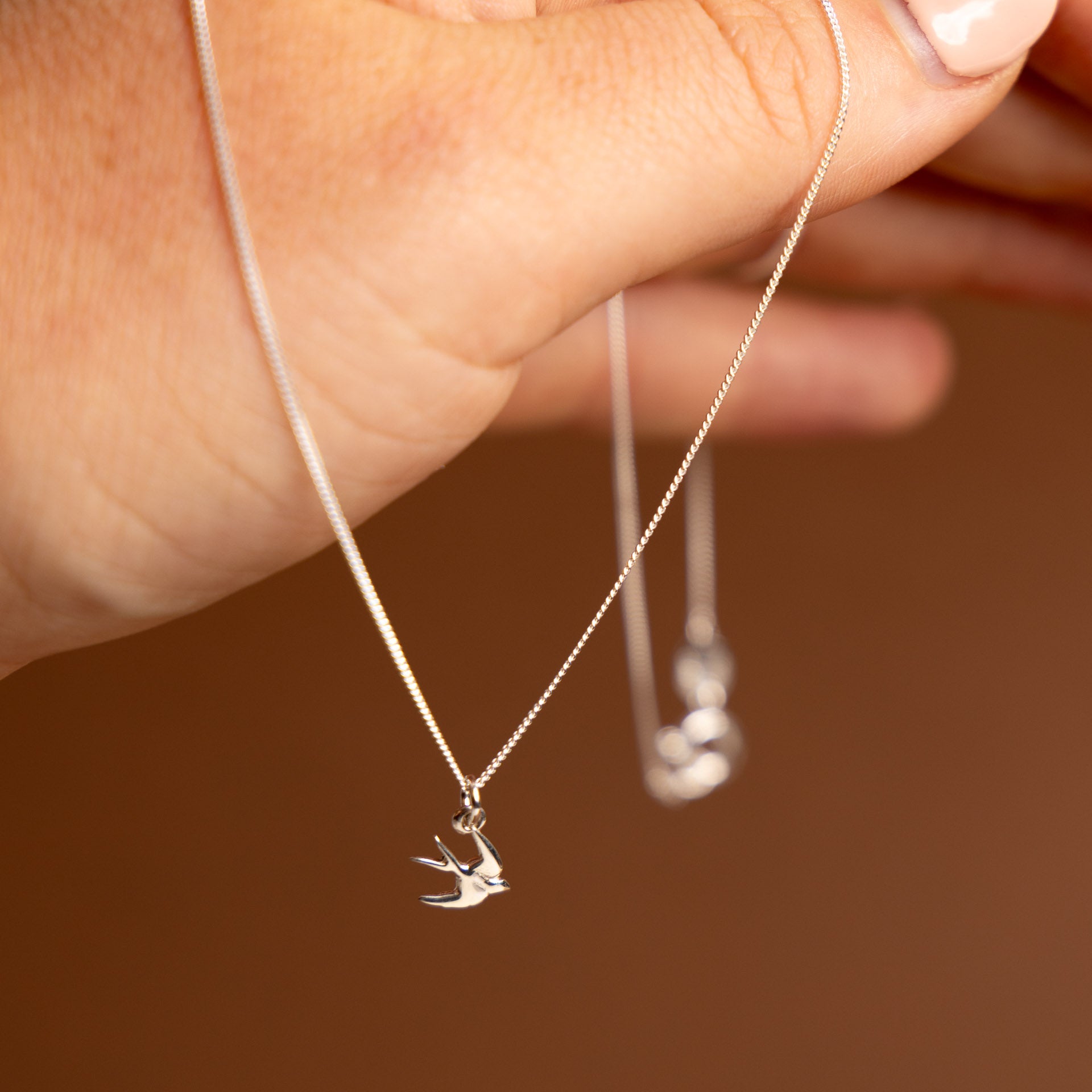 Sterling Silver Dainty Swallow Necklace