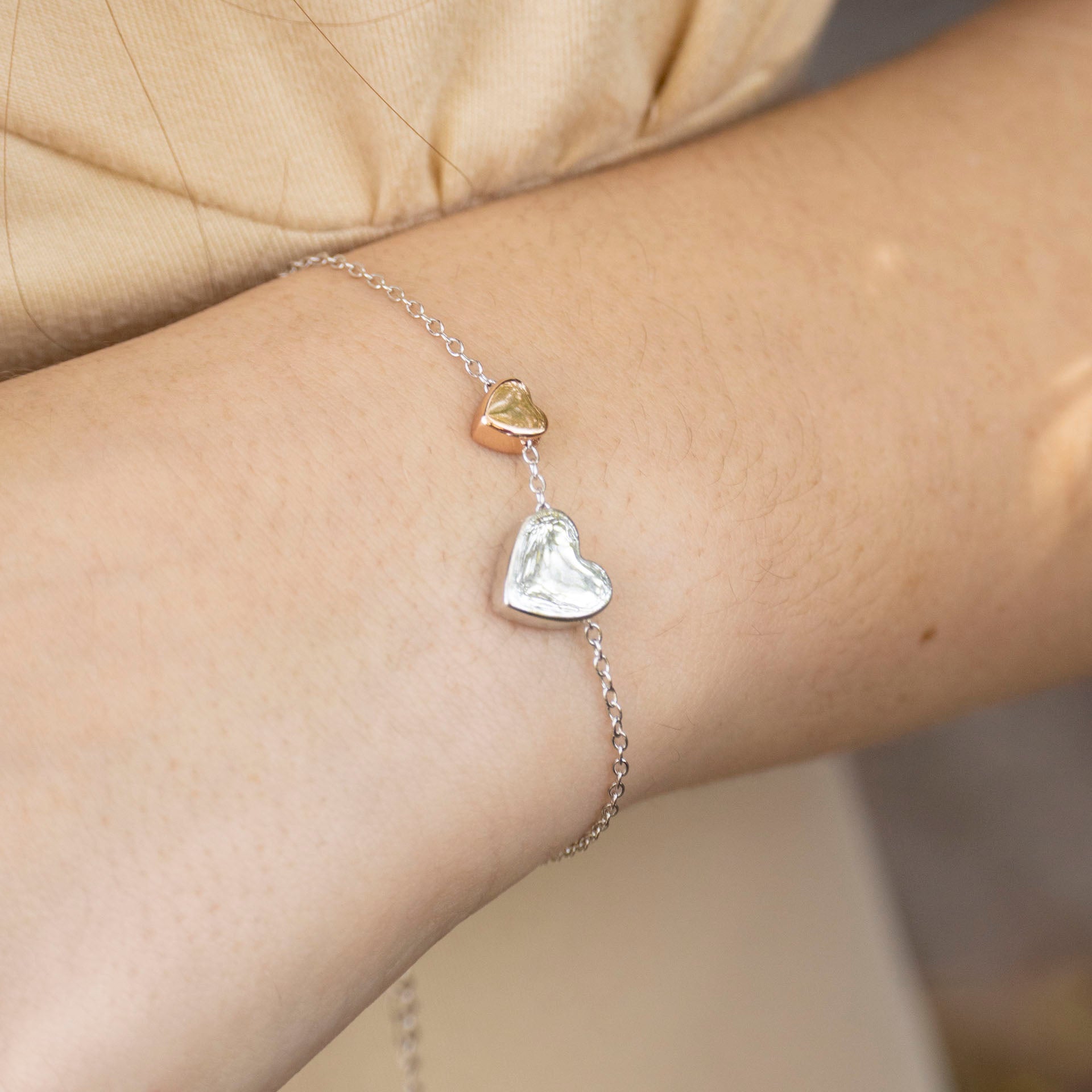 Sterling Silver Mommy-to-Be Two Heart Bracelet