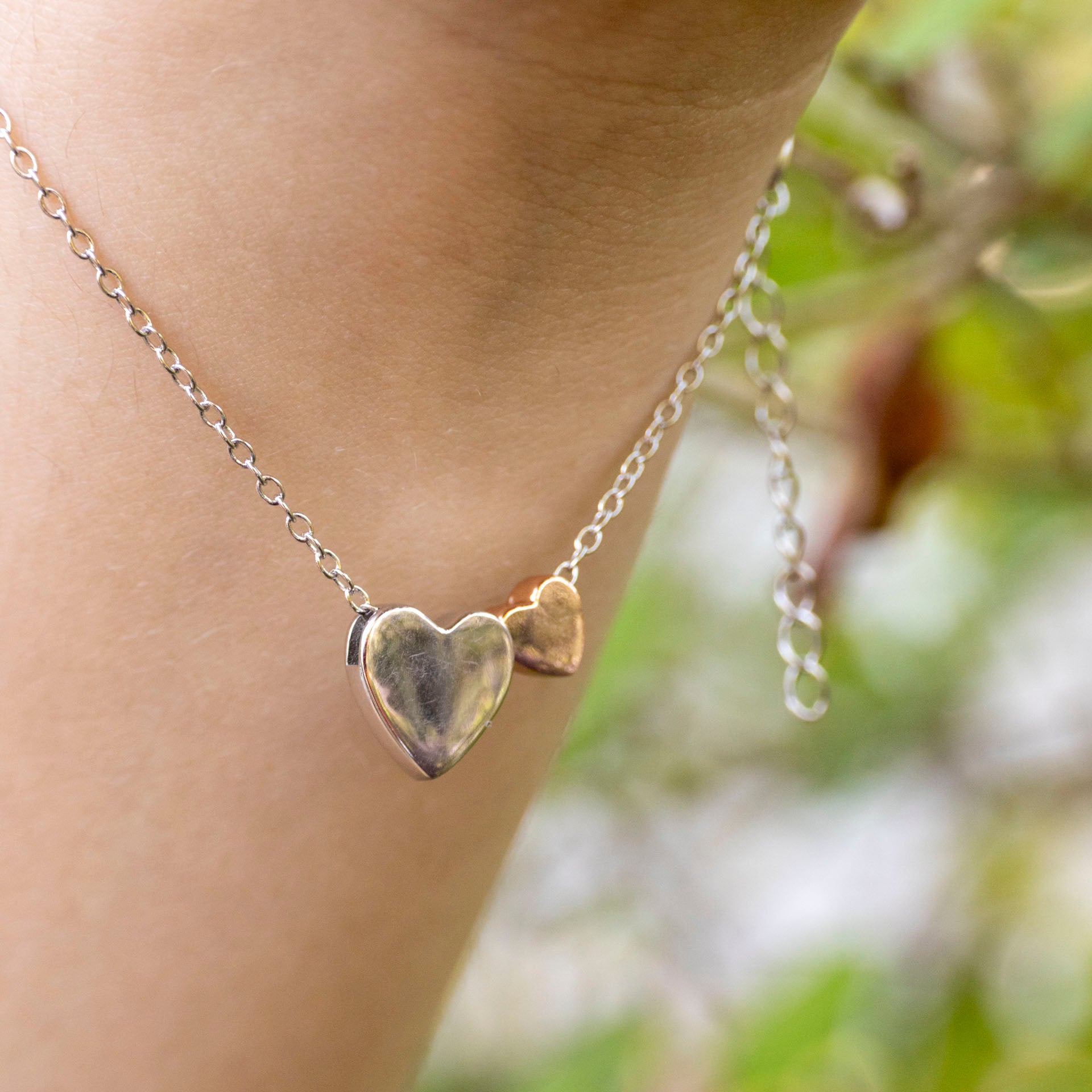 Sterling Silver Mommy-to-Be Two Heart Bracelet