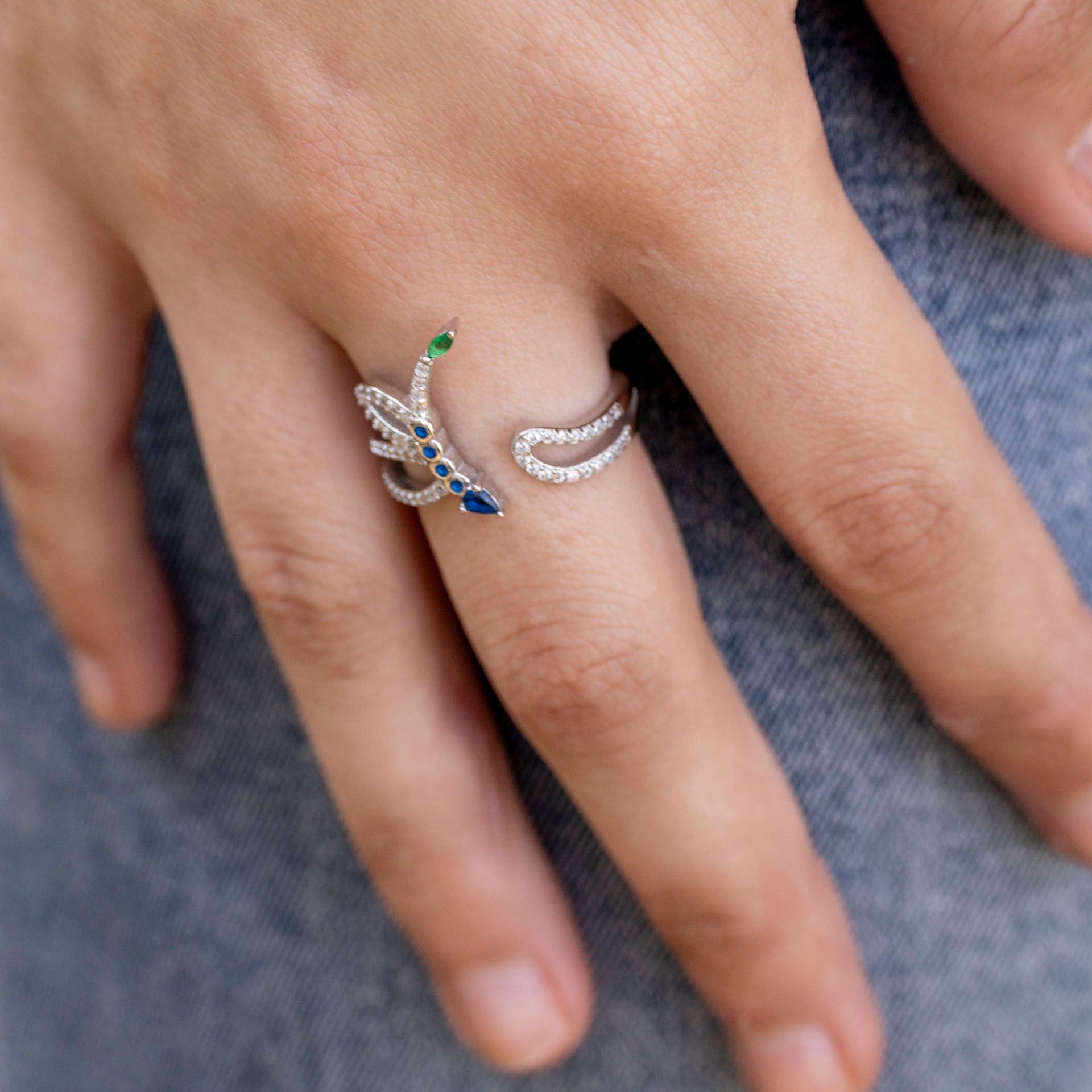 Sterling Silver "Fly Away" Dragonfly Adjustable Ring