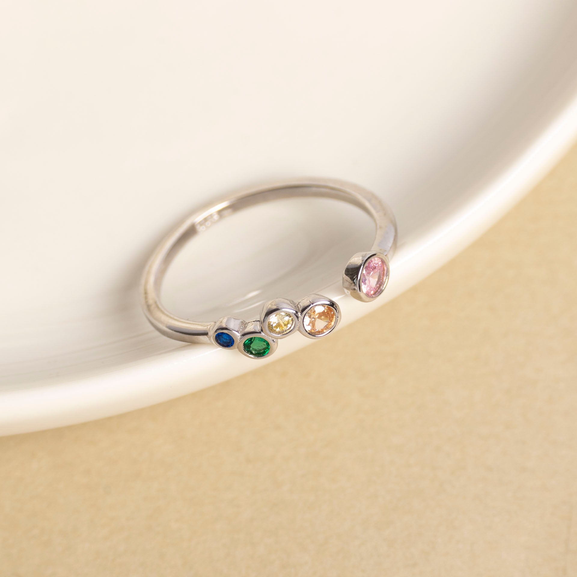 Sterling Silver Candy Cluster Adjustable Ring