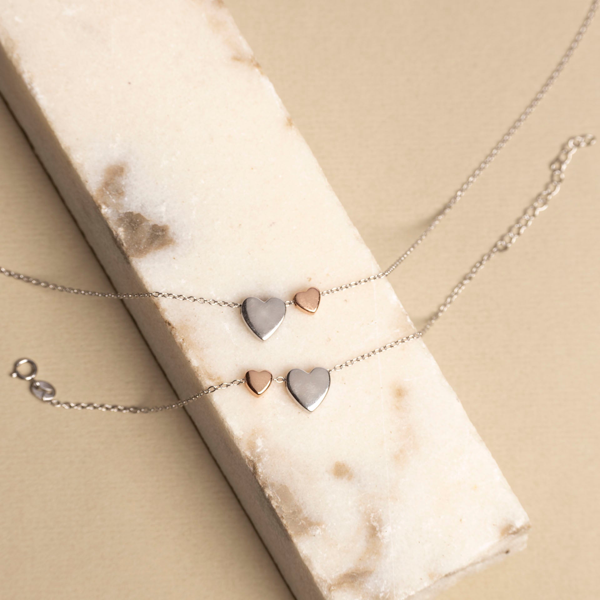 Sterling Silver Mommy-to-Be Two Heart Bracelet