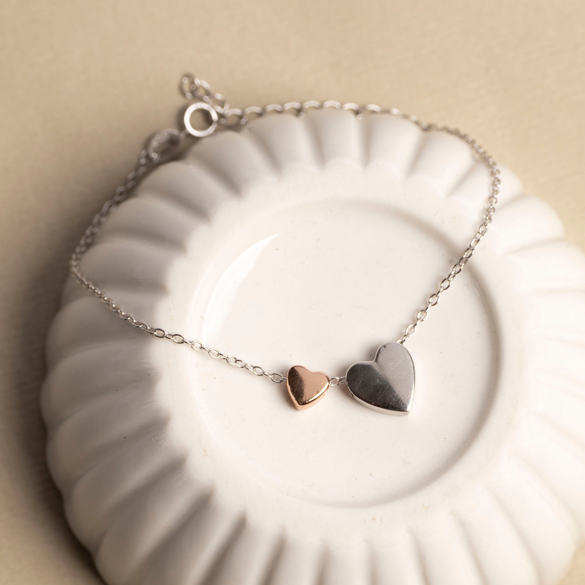 Sterling Silver Mommy-to-Be Two Heart Bracelet