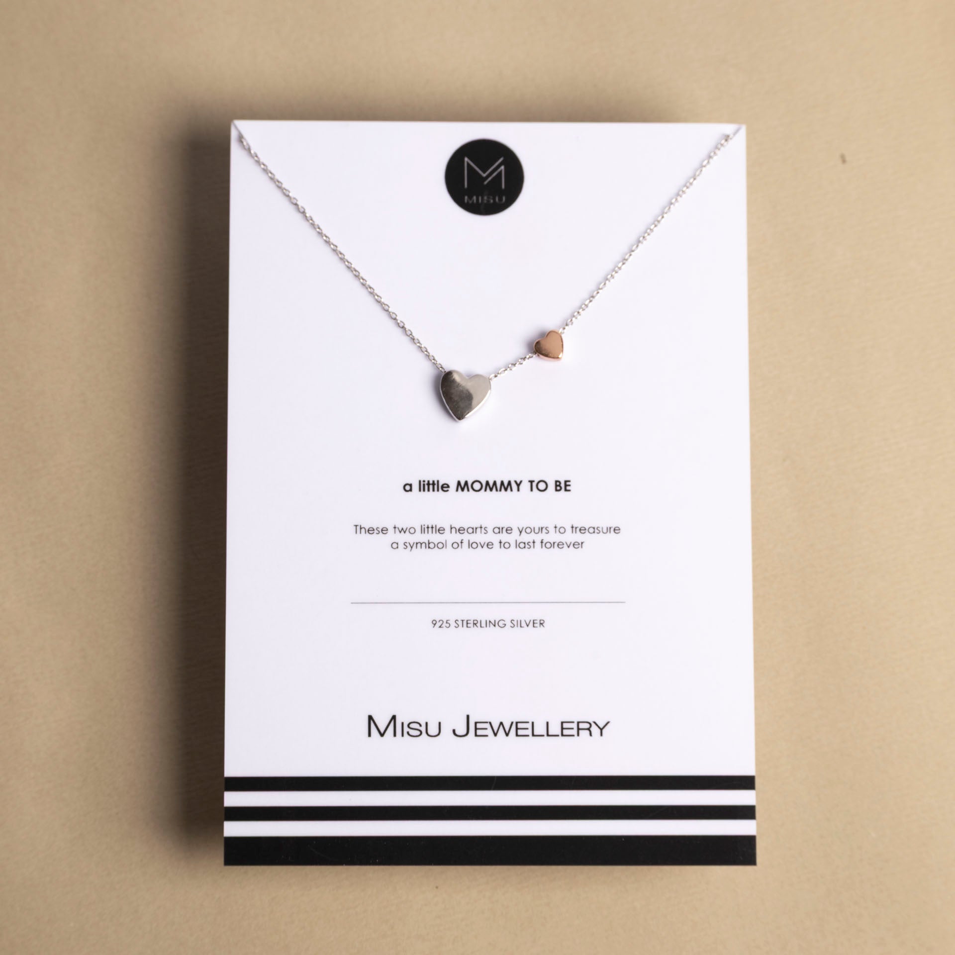 Sterling Silver Mommy-to-Be Two Heart Necklace