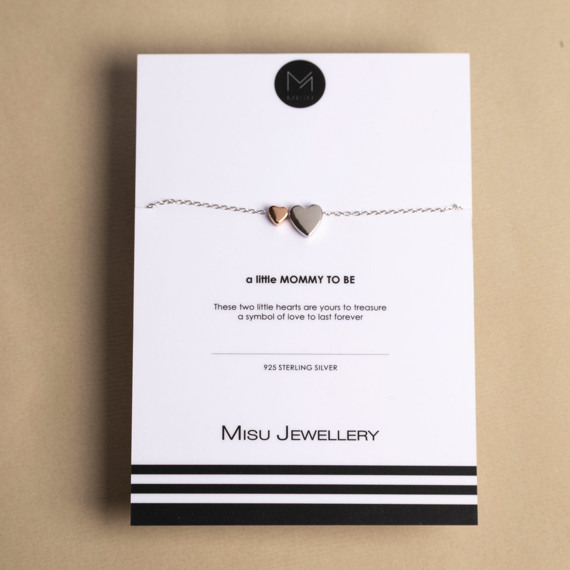 Sterling Silver Mommy-to-Be Two Heart Bracelet