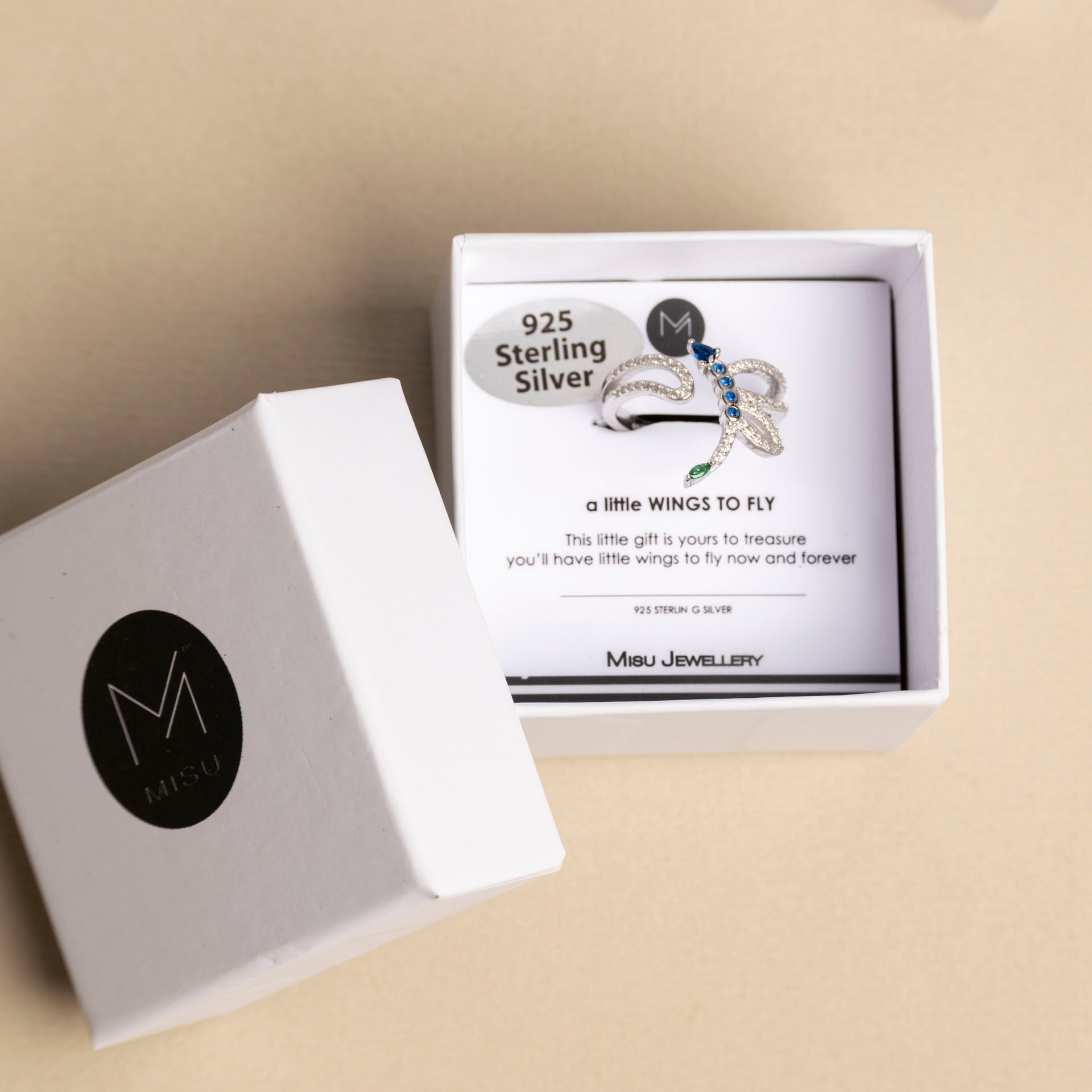 Sterling Silver "Fly Away" Dragonfly Adjustable Ring