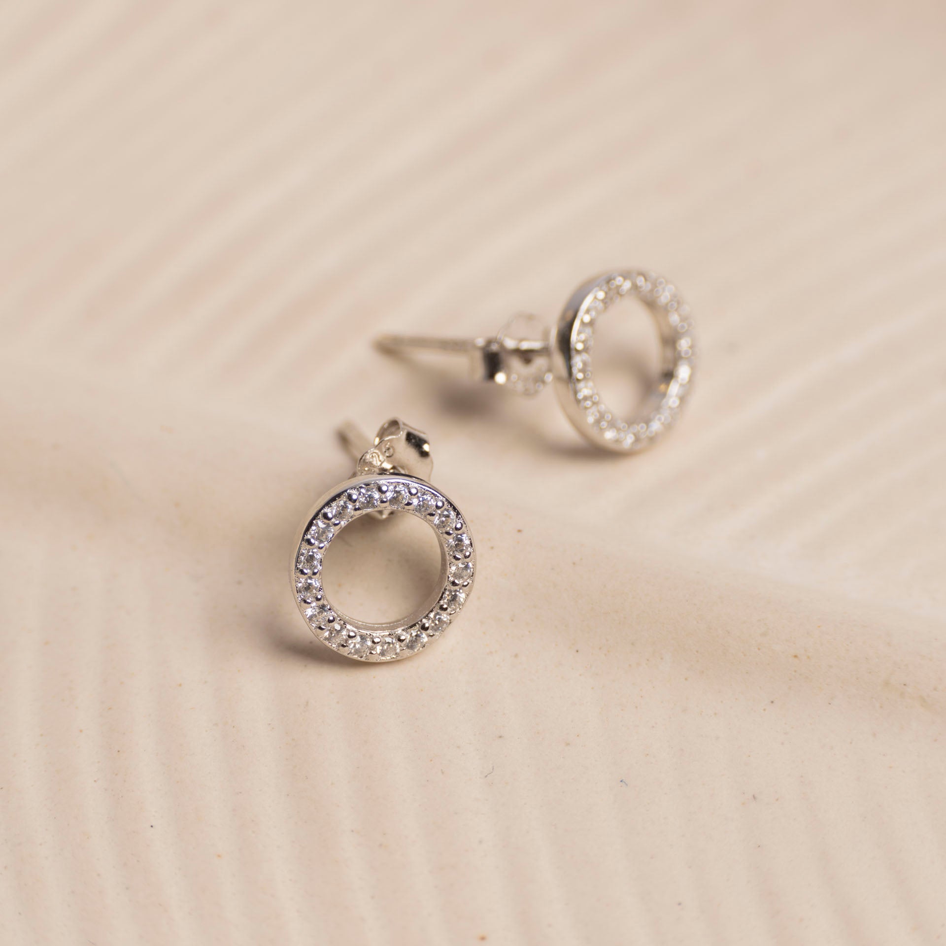 Sterling Silver and Cubic Zirconia Circle Studs